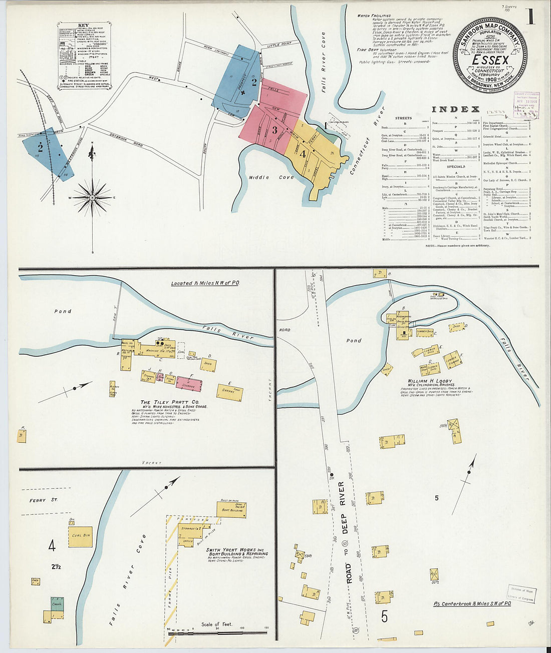 This old map of Essex, Middlesex County, Connecticut was created by Sanborn Map Company in 1908