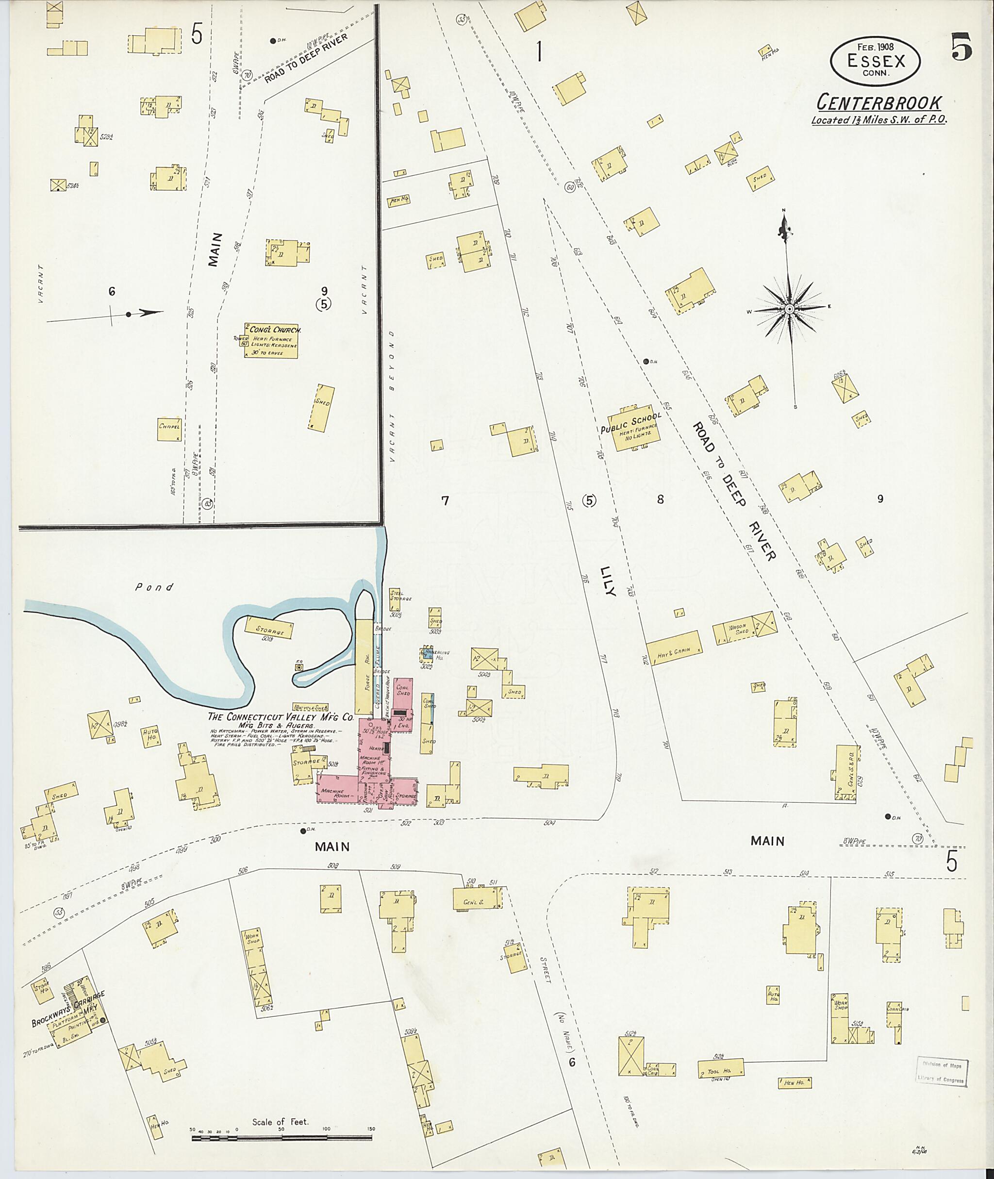 This old map of Essex, Middlesex County, Connecticut was created by Sanborn Map Company in 1908