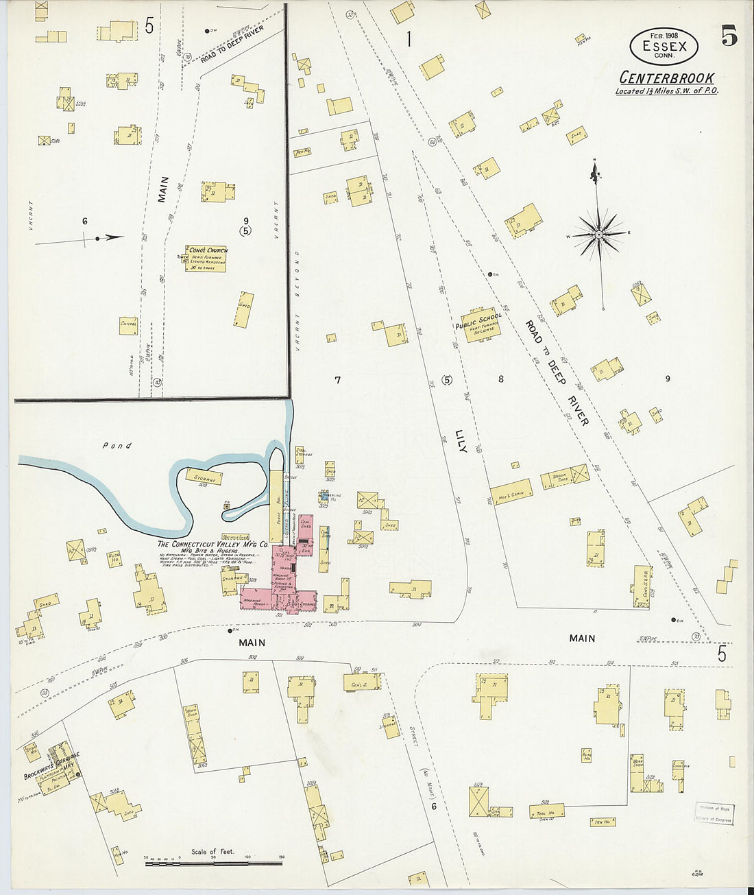 This old map of Essex, Middlesex County, Connecticut was created by Sanborn Map Company in 1908