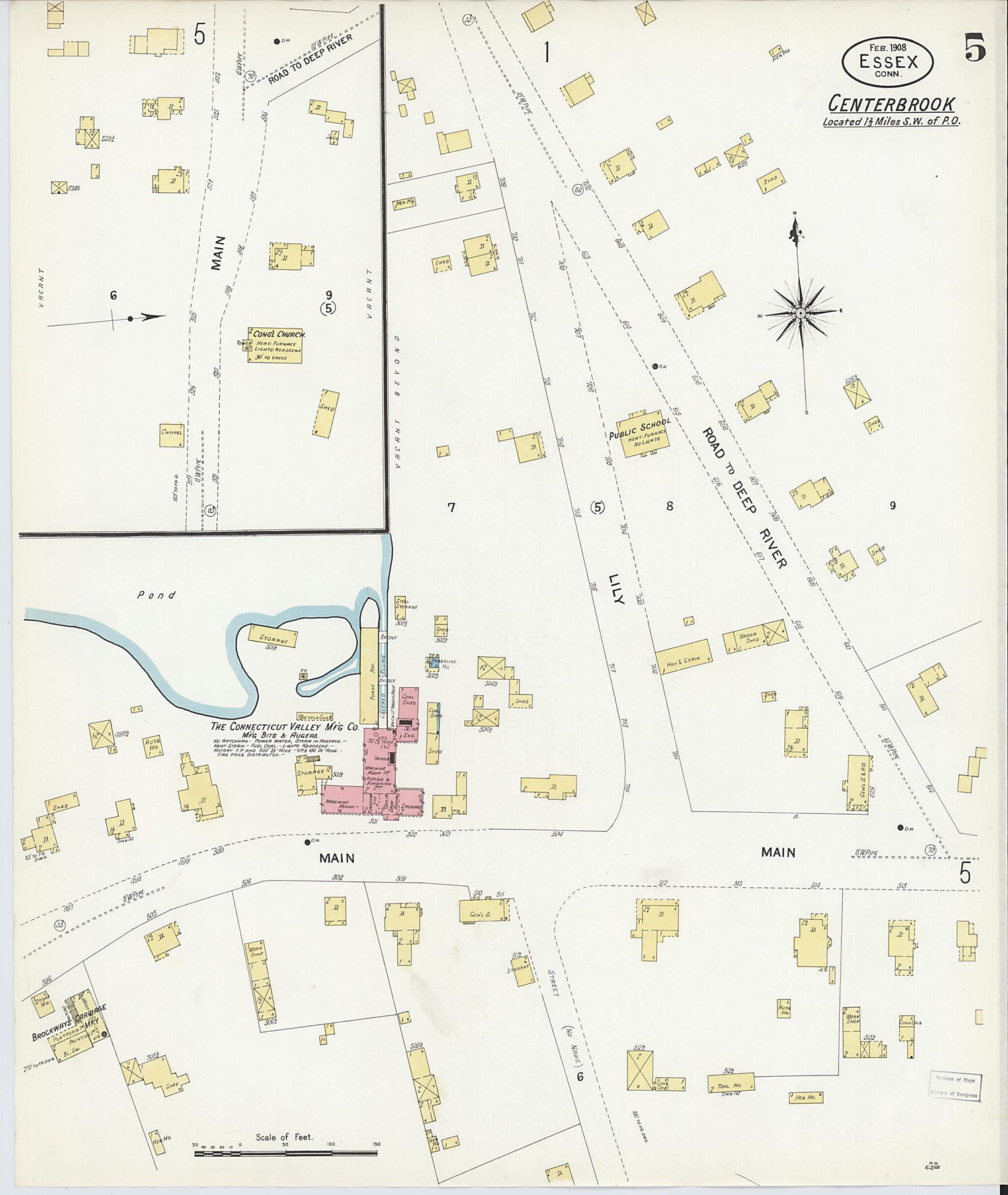 This old map of Essex, Middlesex County, Connecticut was created by Sanborn Map Company in 1908