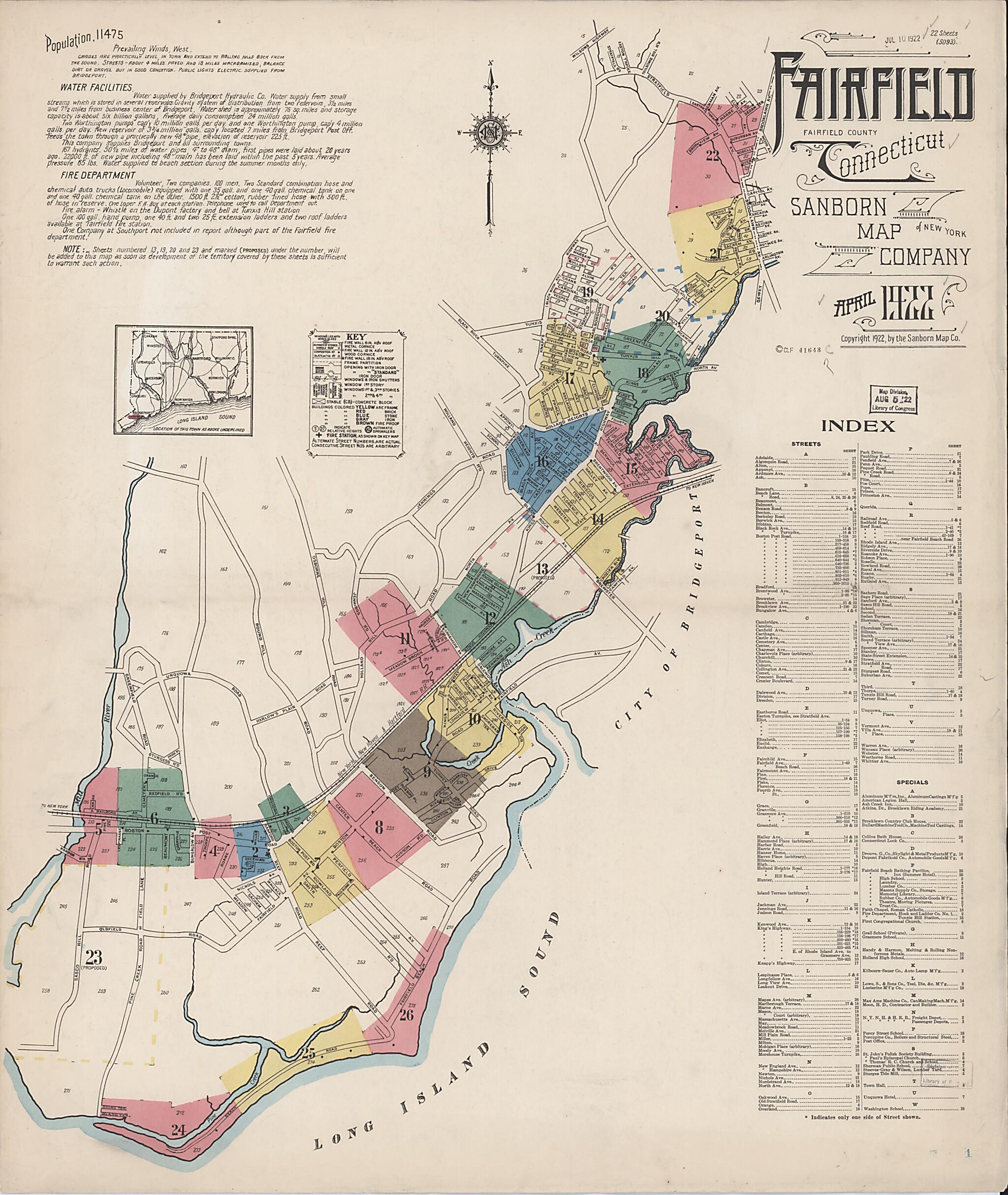 This old map of Fairfield, Fairfield County, Connecticut was created by Sanborn Map Company in 1922