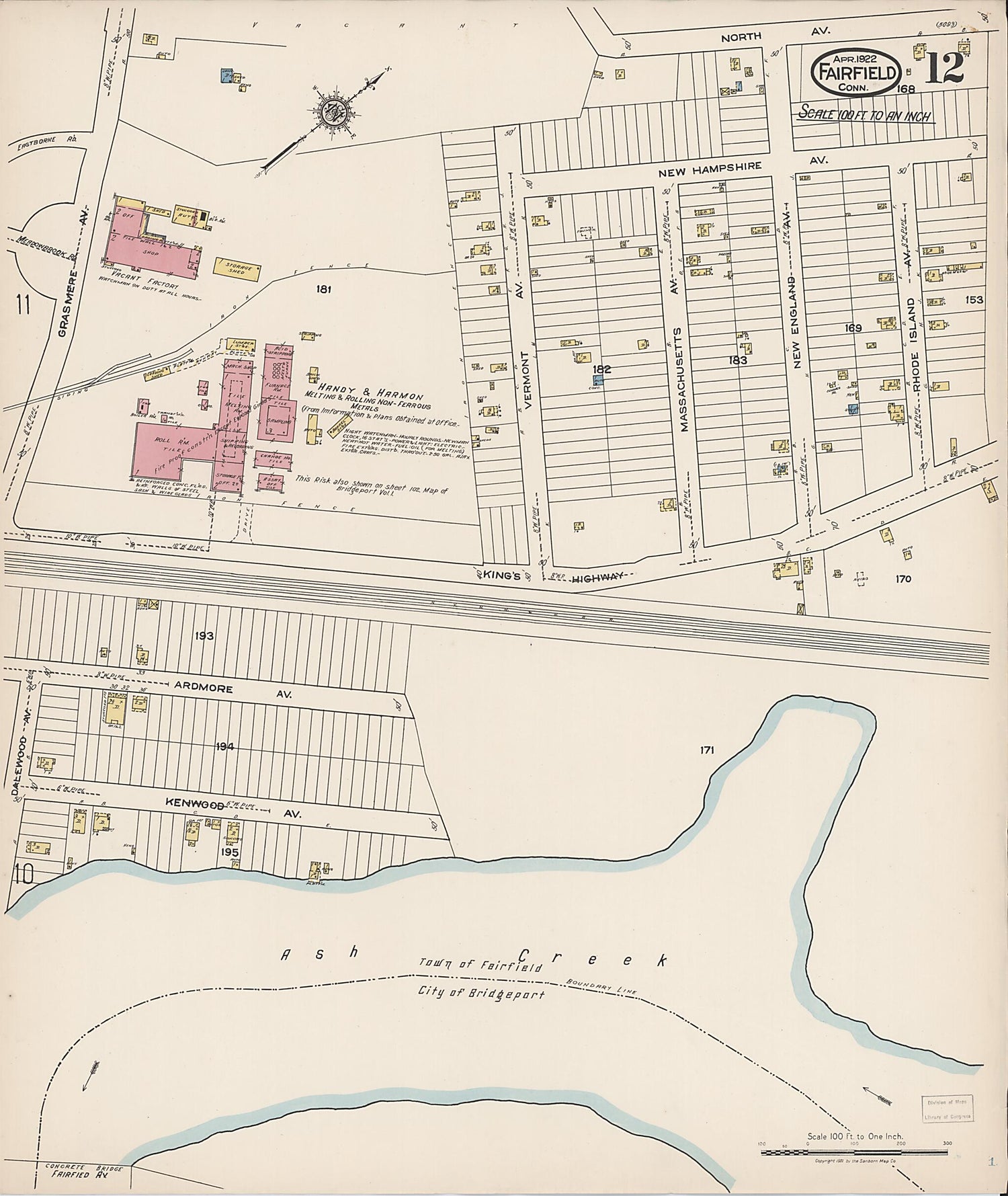 This old map of Fairfield, Fairfield County, Connecticut was created by Sanborn Map Company in 1922