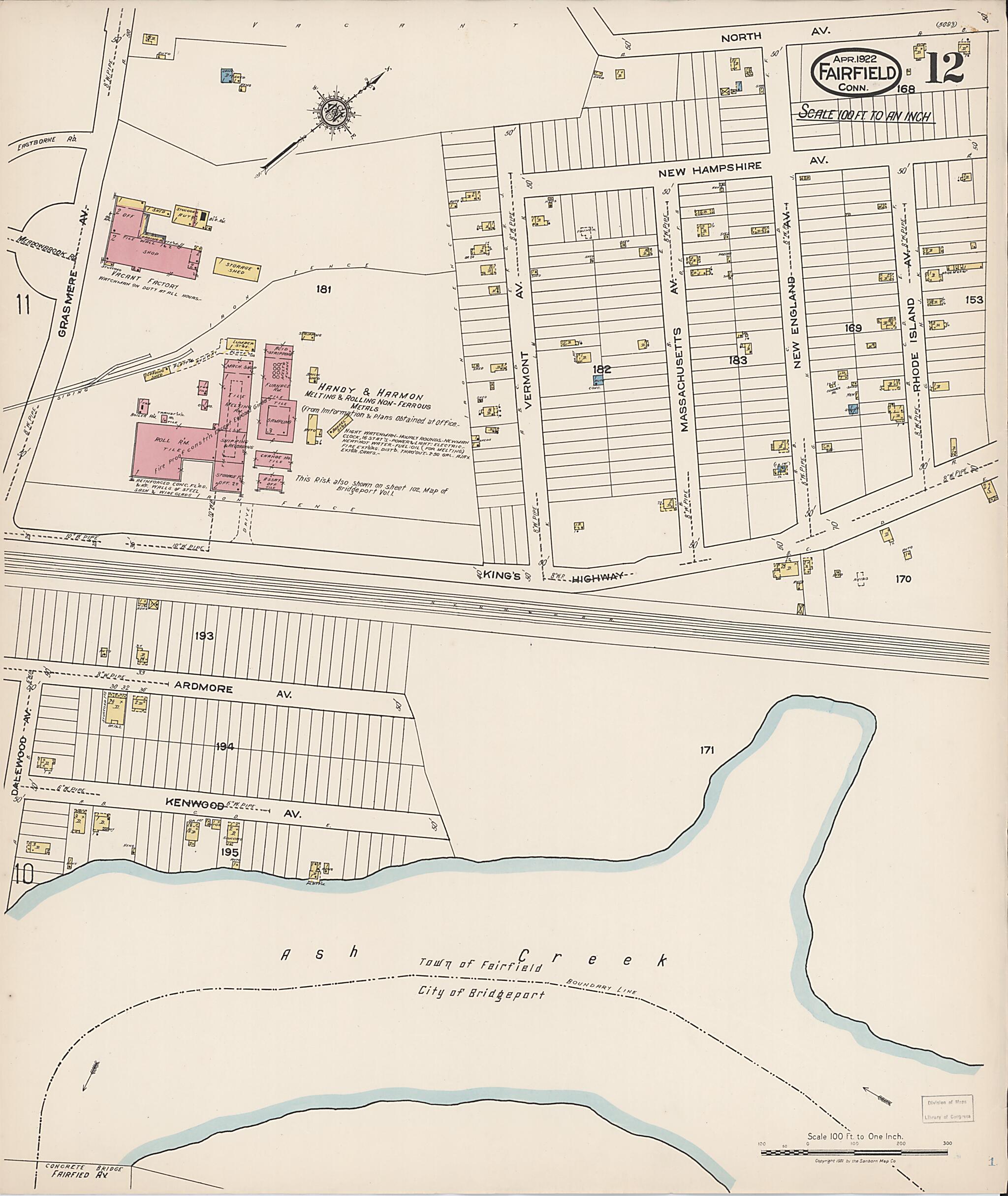 This old map of Fairfield, Fairfield County, Connecticut was created by Sanborn Map Company in 1922