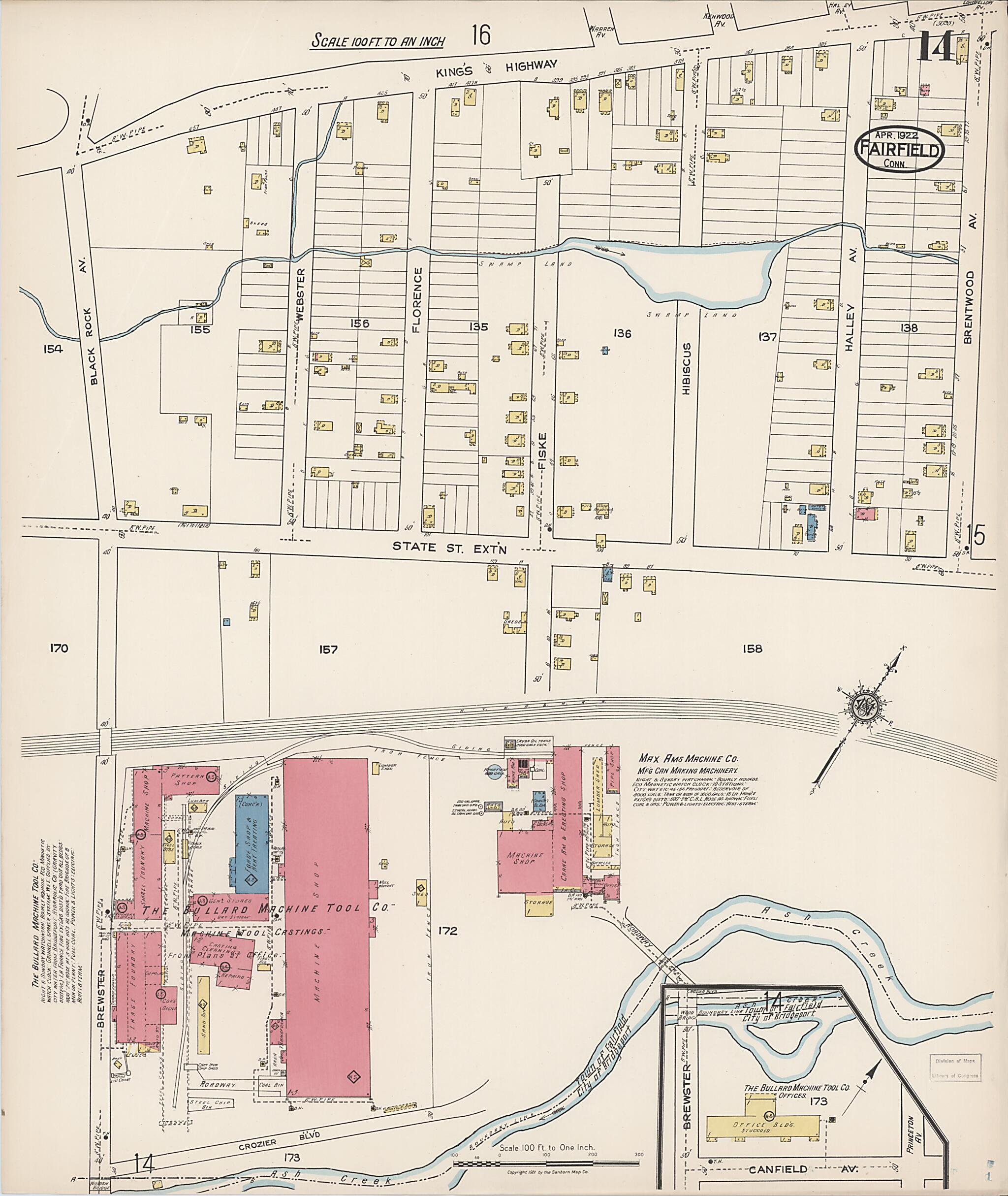 This old map of Fairfield, Fairfield County, Connecticut was created by Sanborn Map Company in 1922