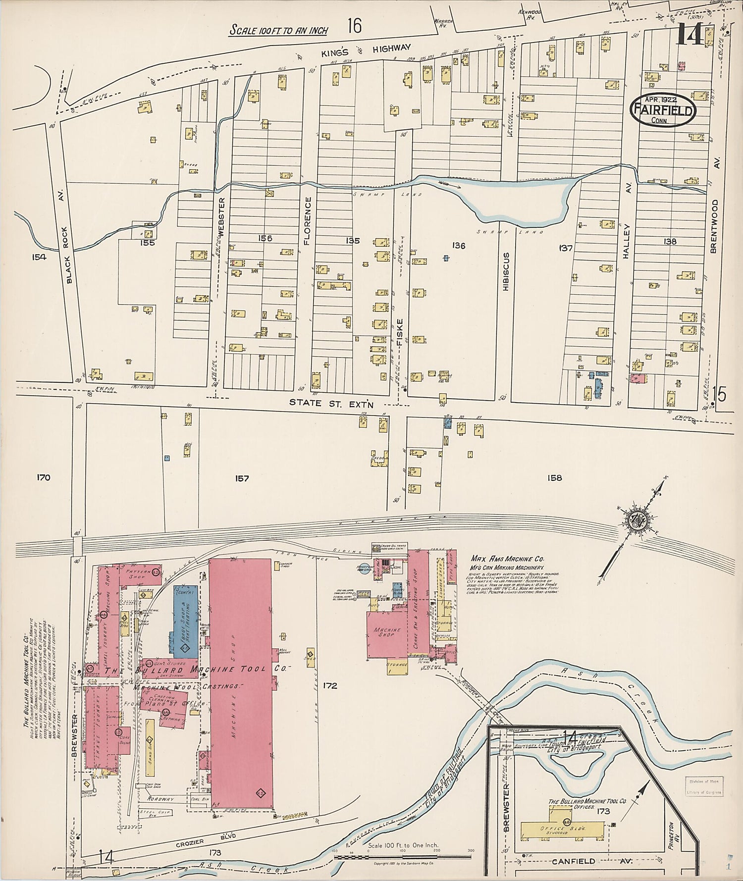 This old map of Fairfield, Fairfield County, Connecticut was created by Sanborn Map Company in 1922