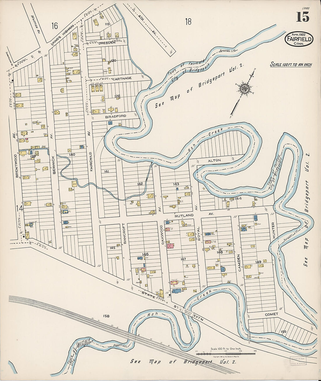 This old map of Fairfield, Fairfield County, Connecticut was created by Sanborn Map Company in 1922