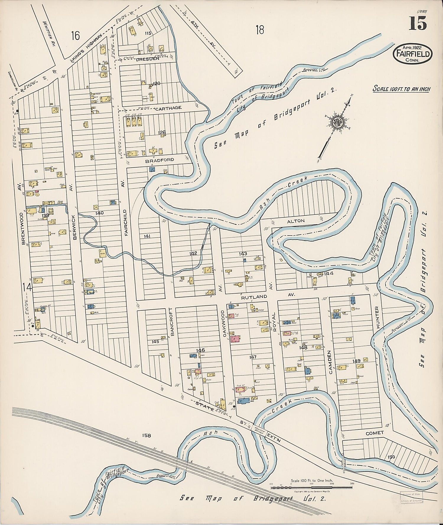 This old map of Fairfield, Fairfield County, Connecticut was created by Sanborn Map Company in 1922