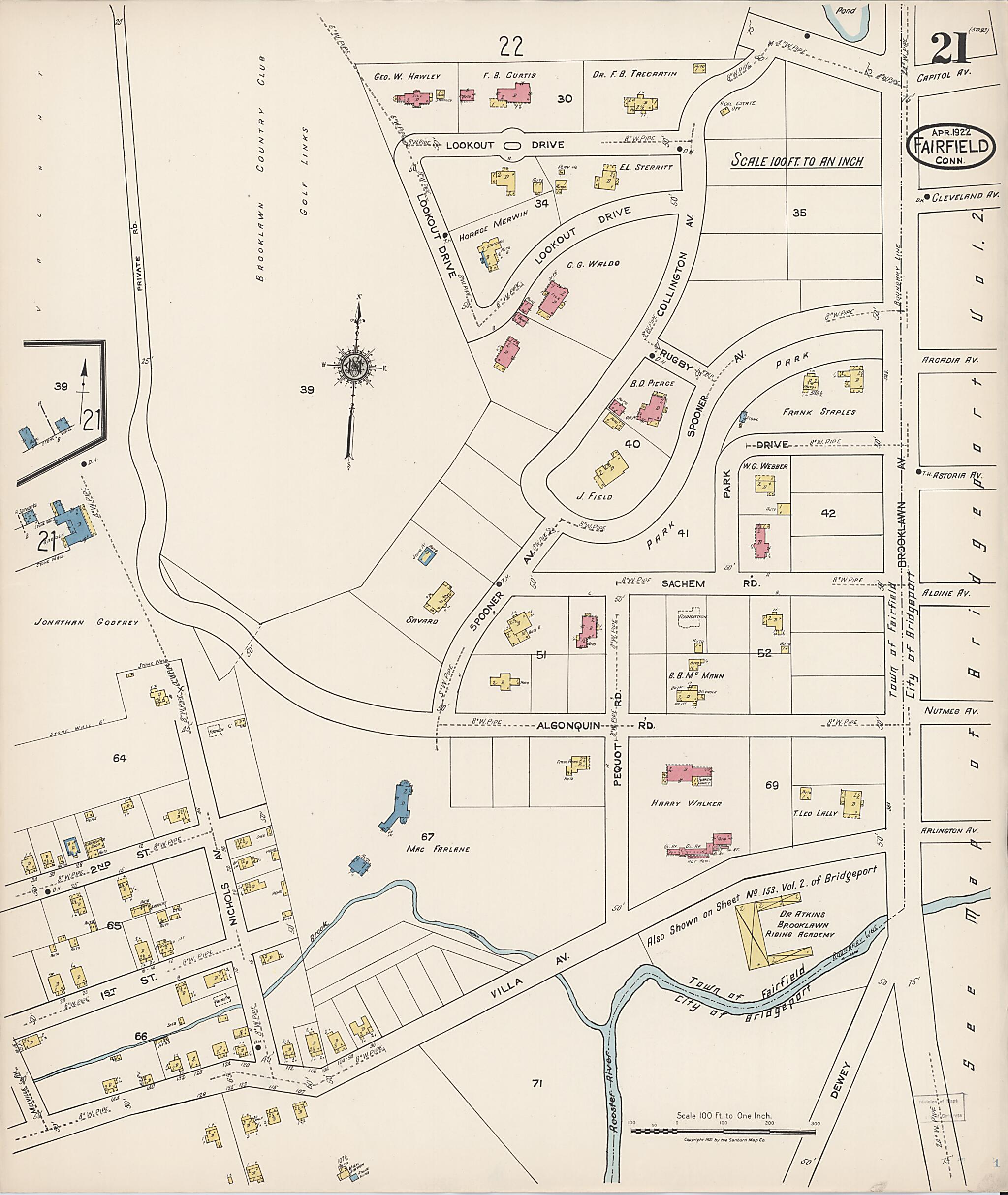 This old map of Fairfield, Fairfield County, Connecticut was created by Sanborn Map Company in 1922
