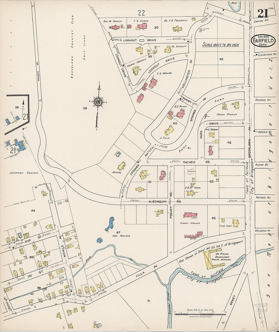This old map of Fairfield, Fairfield County, Connecticut was created by Sanborn Map Company in 1922