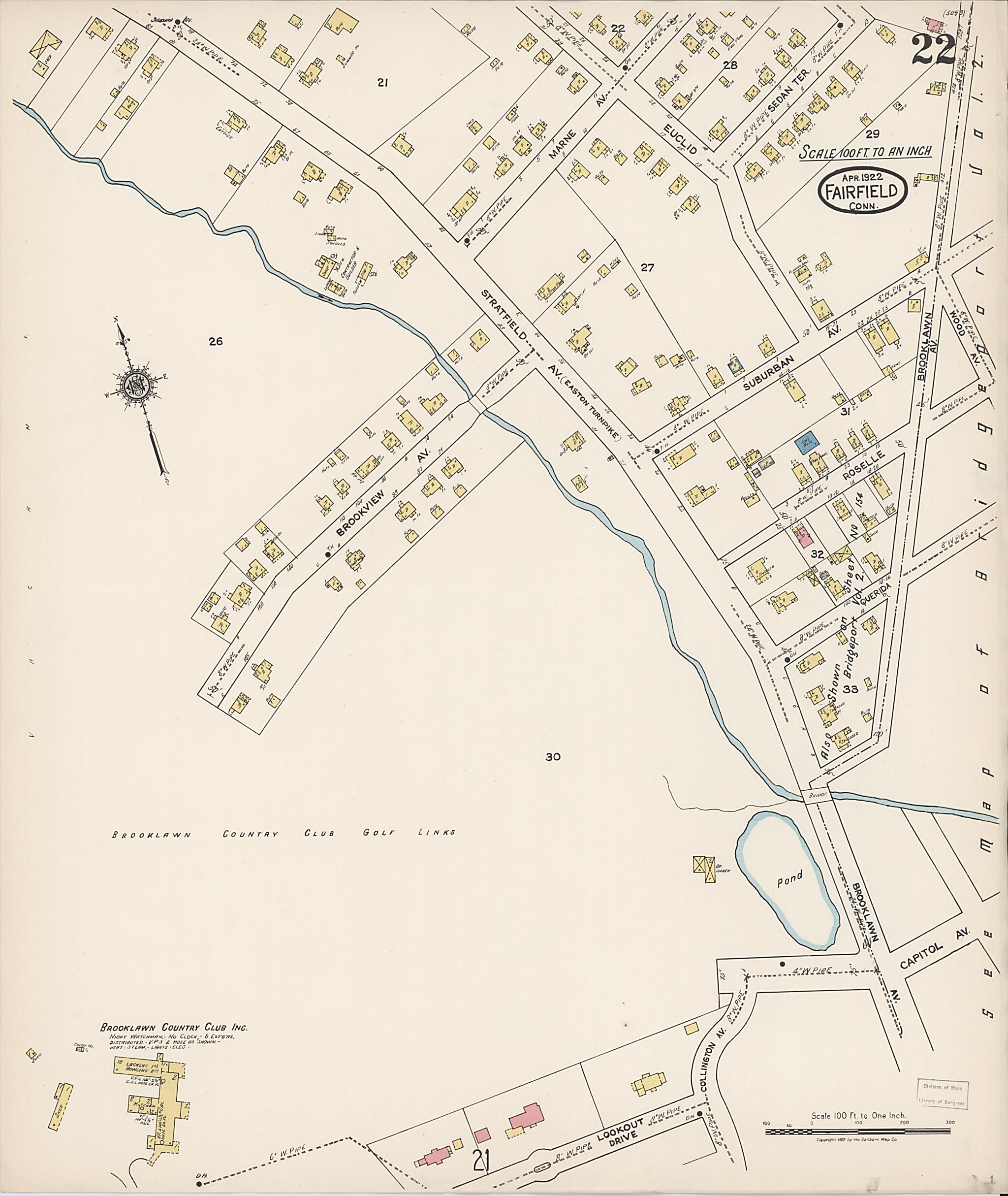 This old map of Fairfield, Fairfield County, Connecticut was created by Sanborn Map Company in 1922