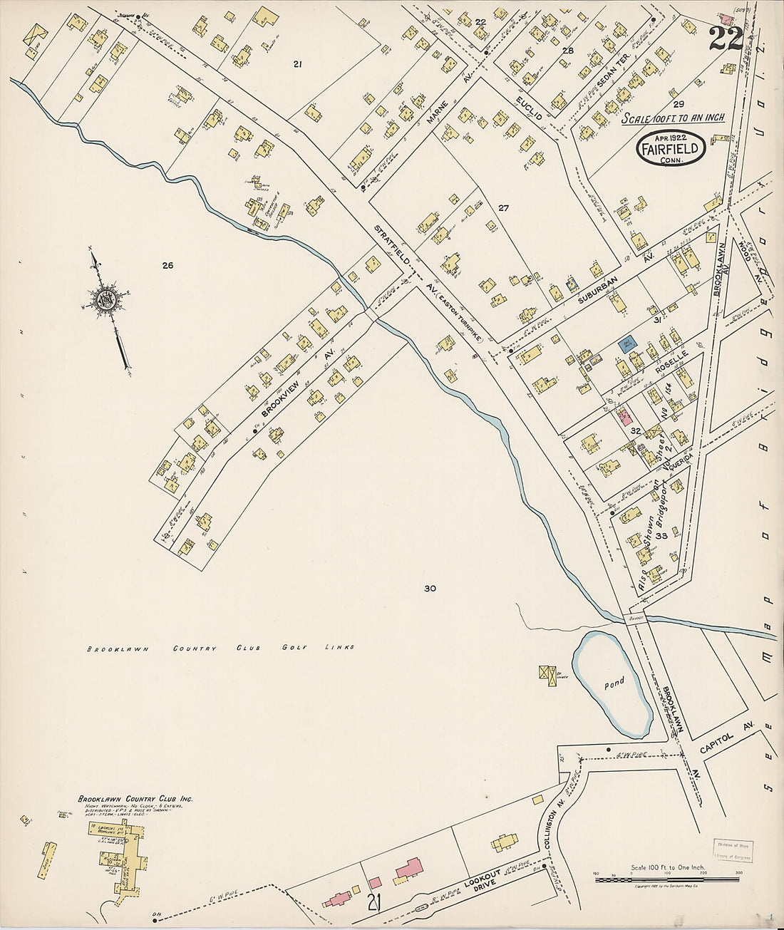 This old map of Fairfield, Fairfield County, Connecticut was created by Sanborn Map Company in 1922