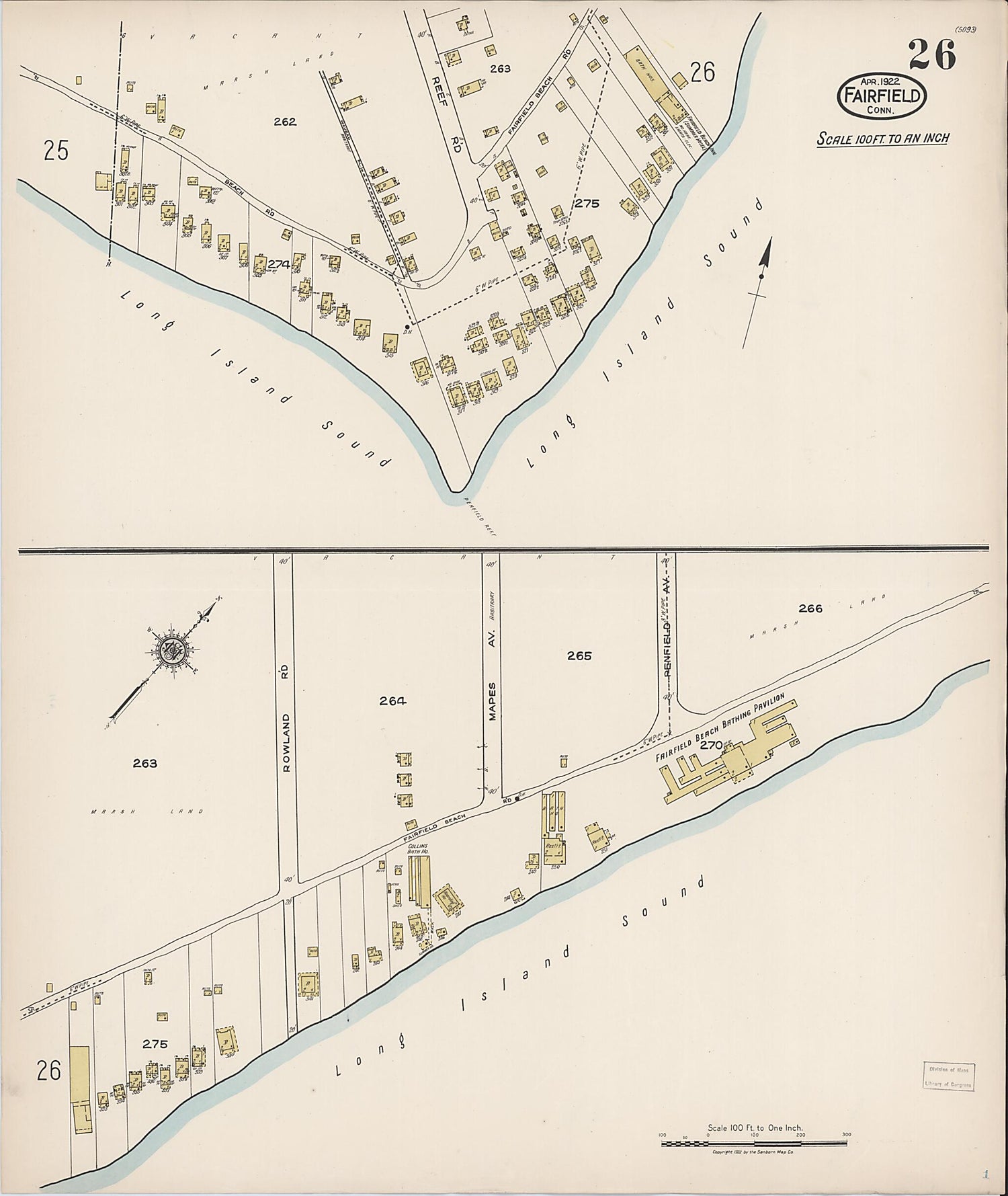 This old map of Fairfield, Fairfield County, Connecticut was created by Sanborn Map Company in 1922
