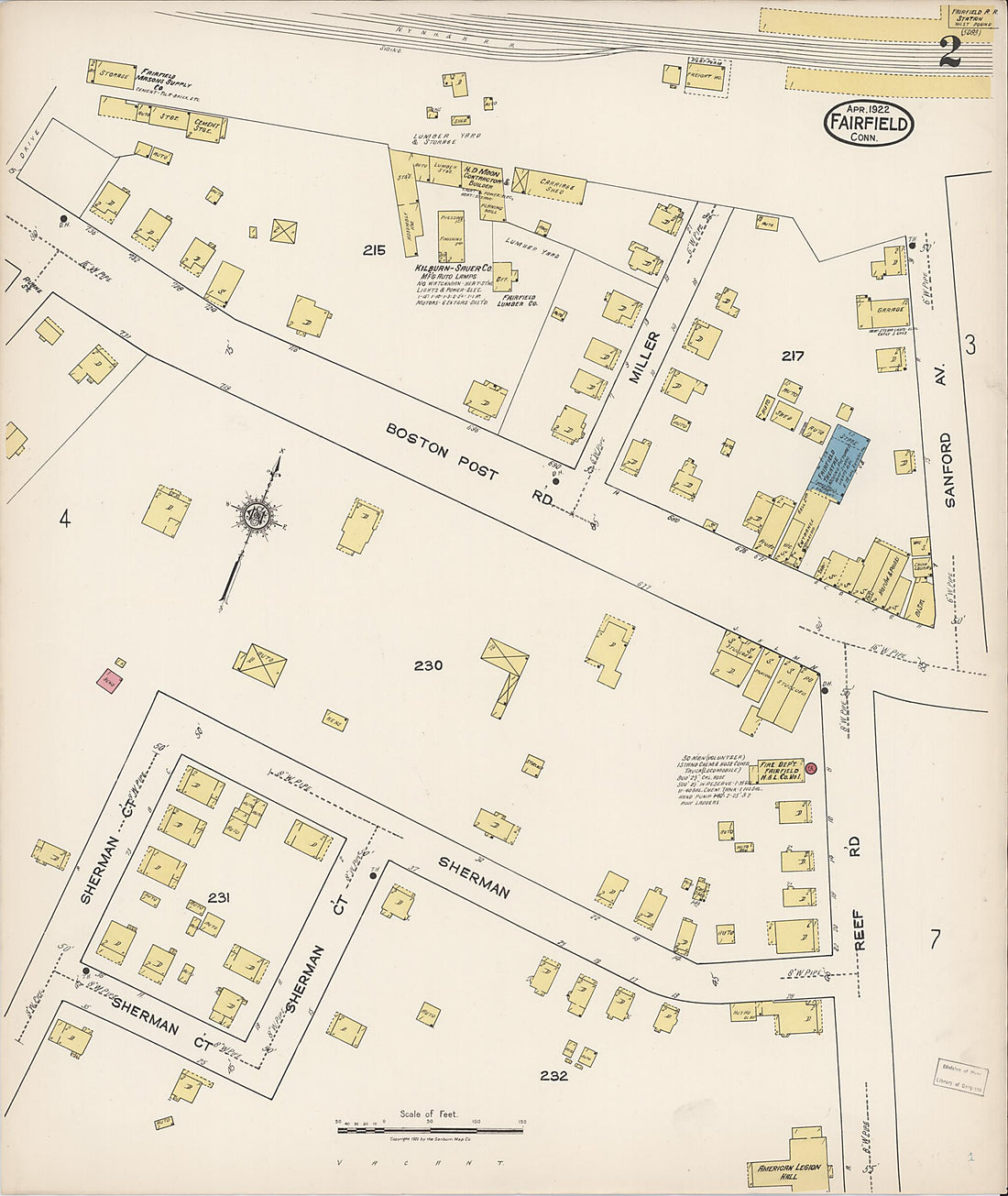 This old map of Fairfield, Fairfield County, Connecticut was created by Sanborn Map Company in 1922