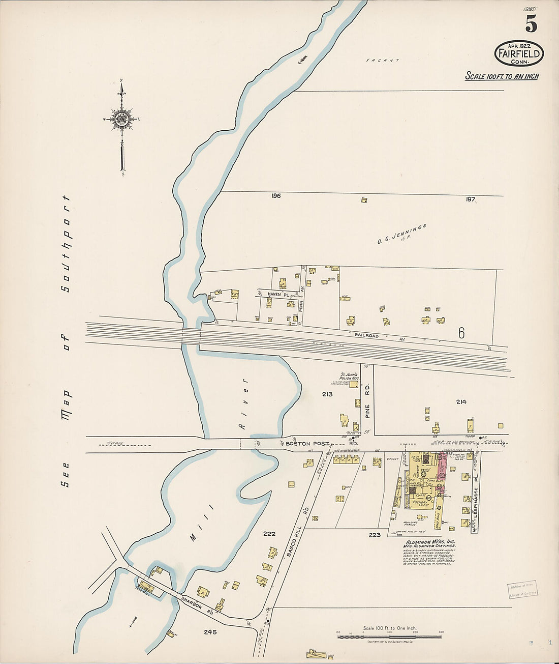 This old map of Fairfield, Fairfield County, Connecticut was created by Sanborn Map Company in 1922