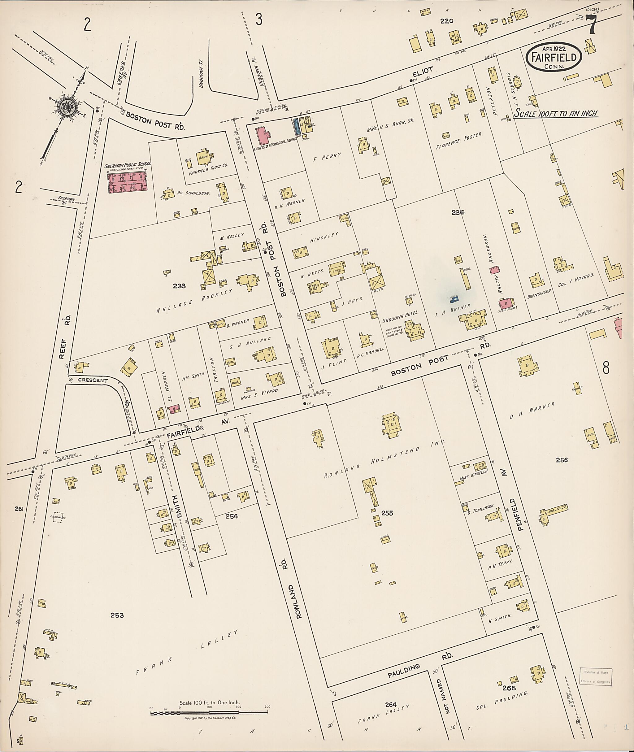This old map of Fairfield, Fairfield County, Connecticut was created by Sanborn Map Company in 1922