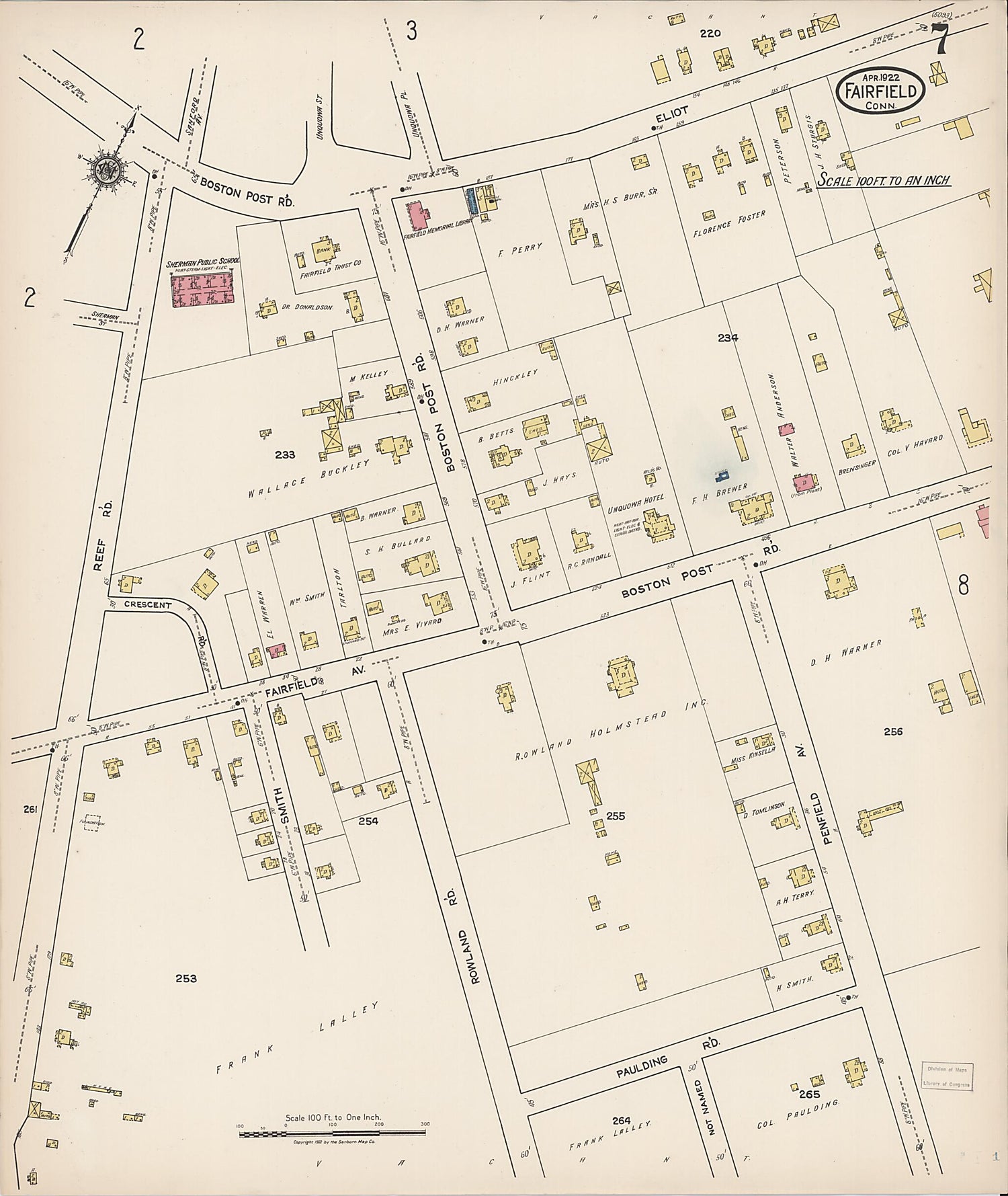 This old map of Fairfield, Fairfield County, Connecticut was created by Sanborn Map Company in 1922