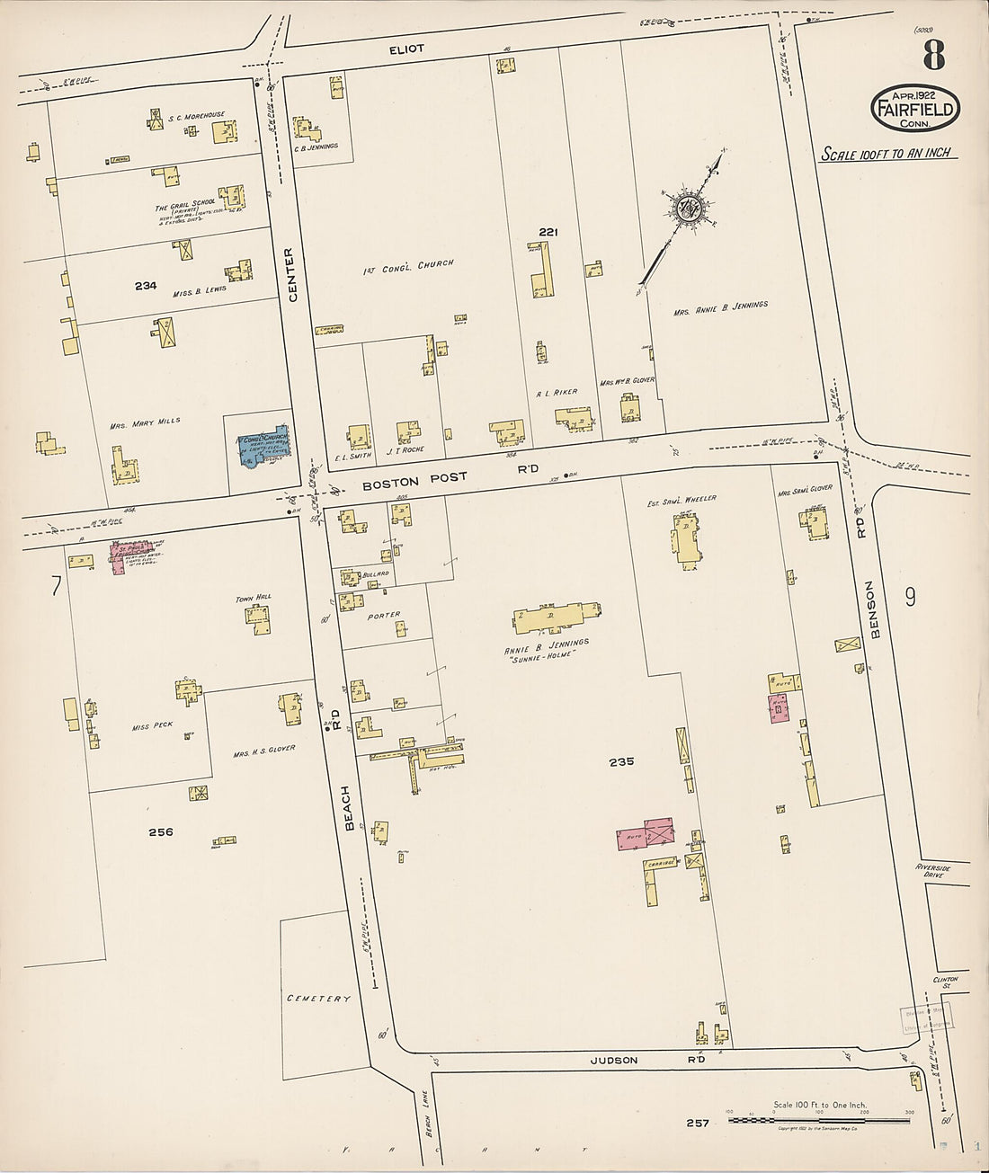 This old map of Fairfield, Fairfield County, Connecticut was created by Sanborn Map Company in 1922