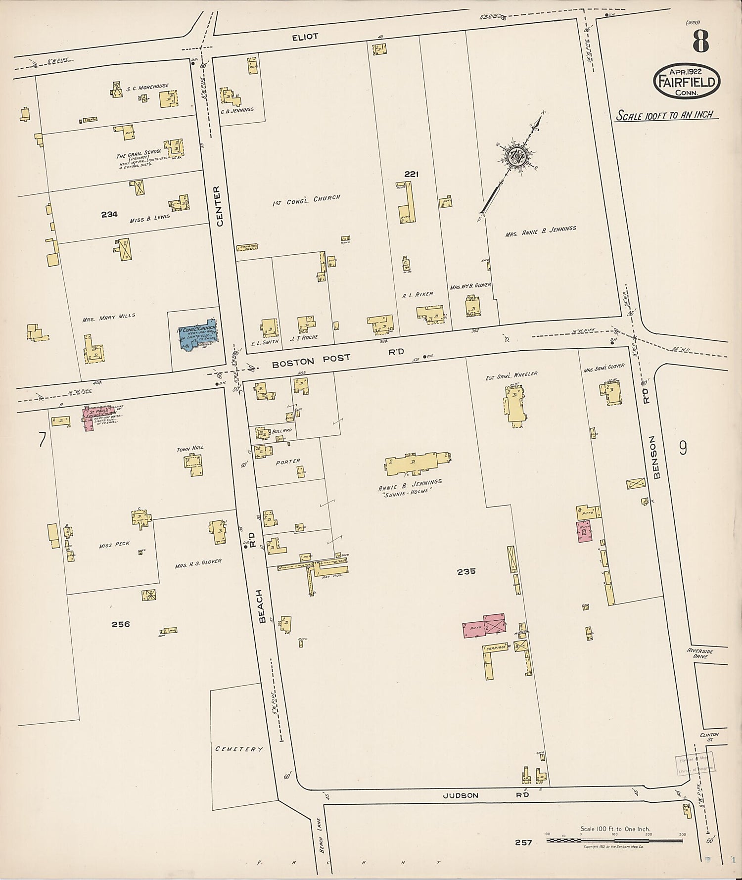 This old map of Fairfield, Fairfield County, Connecticut was created by Sanborn Map Company in 1922