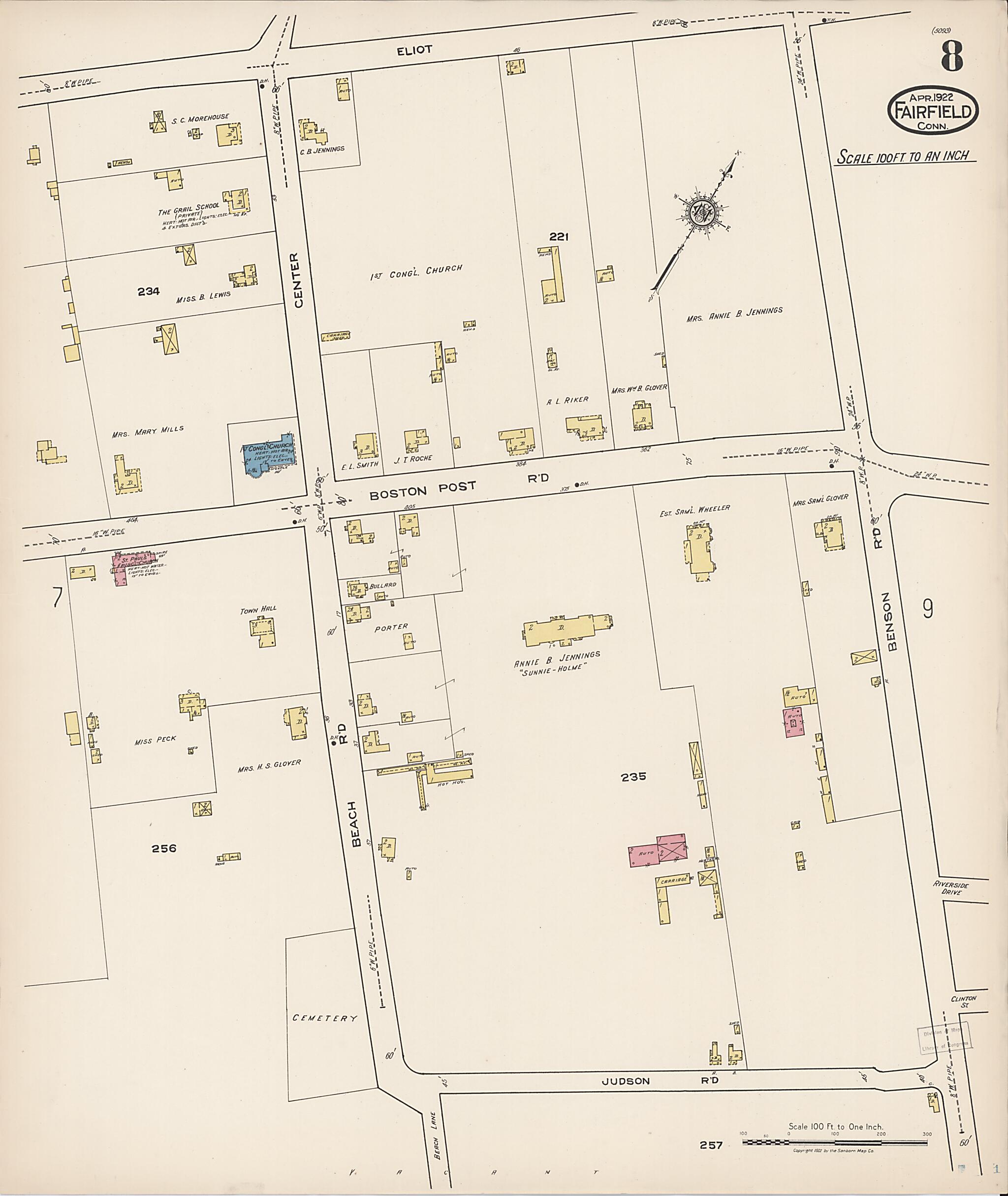 This old map of Fairfield, Fairfield County, Connecticut was created by Sanborn Map Company in 1922