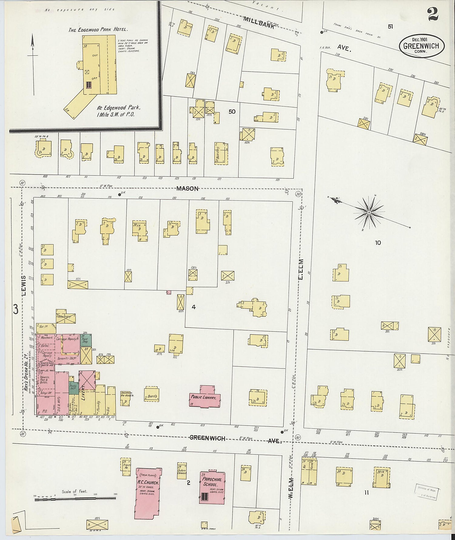 This old map of Greenwich, Fairfield County, Connecticut was created by Sanborn Map Company in 1901
