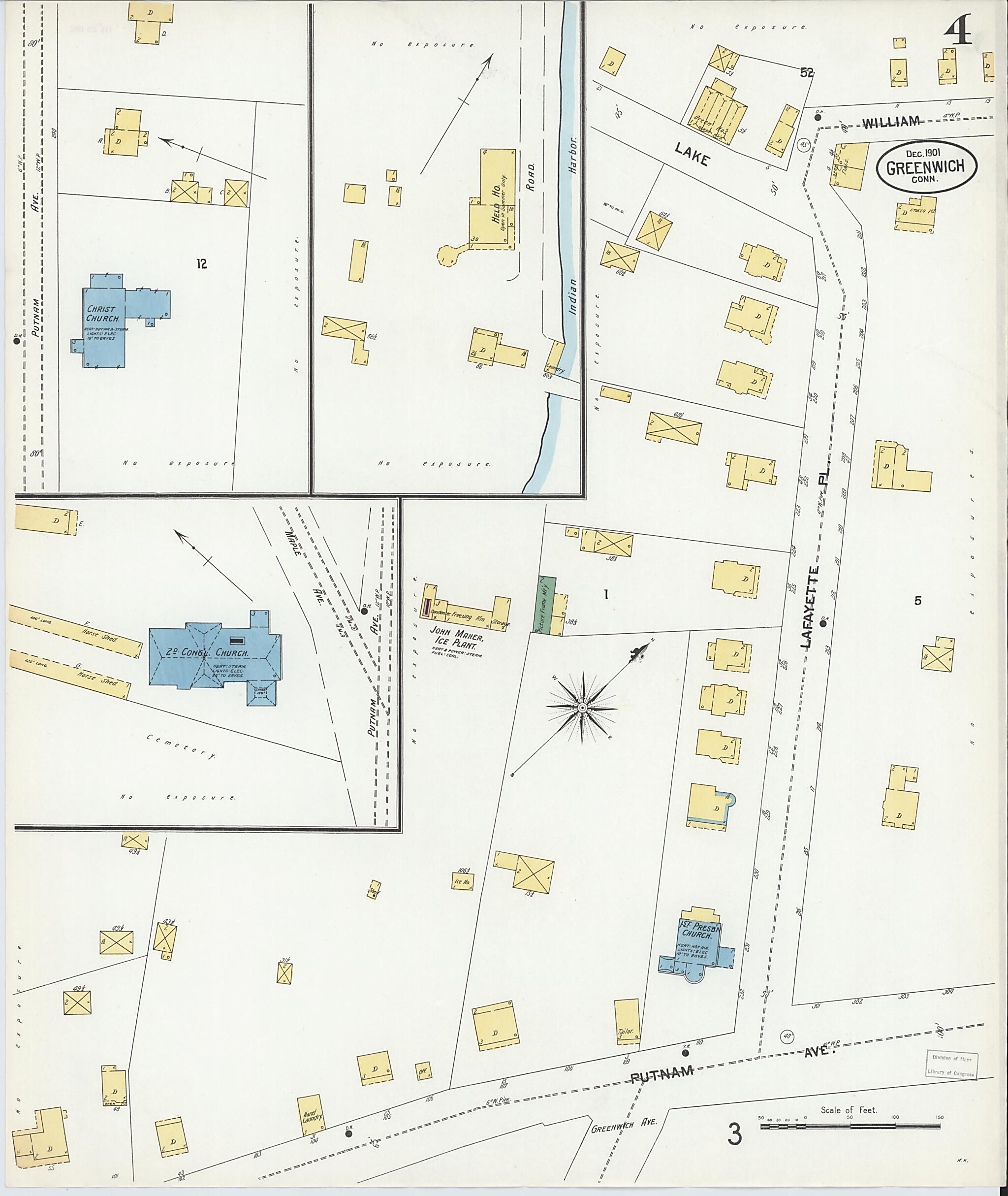 This old map of Greenwich, Fairfield County, Connecticut was created by Sanborn Map Company in 1901
