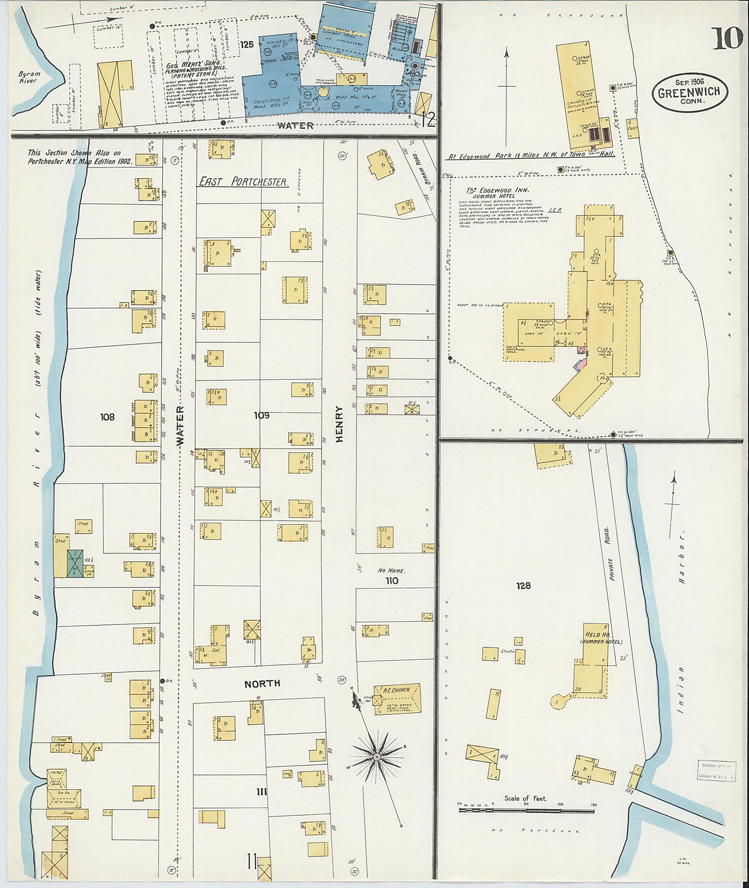 This old map of Greenwich, Fairfield County, Connecticut was created by Sanborn Map Company in 1906