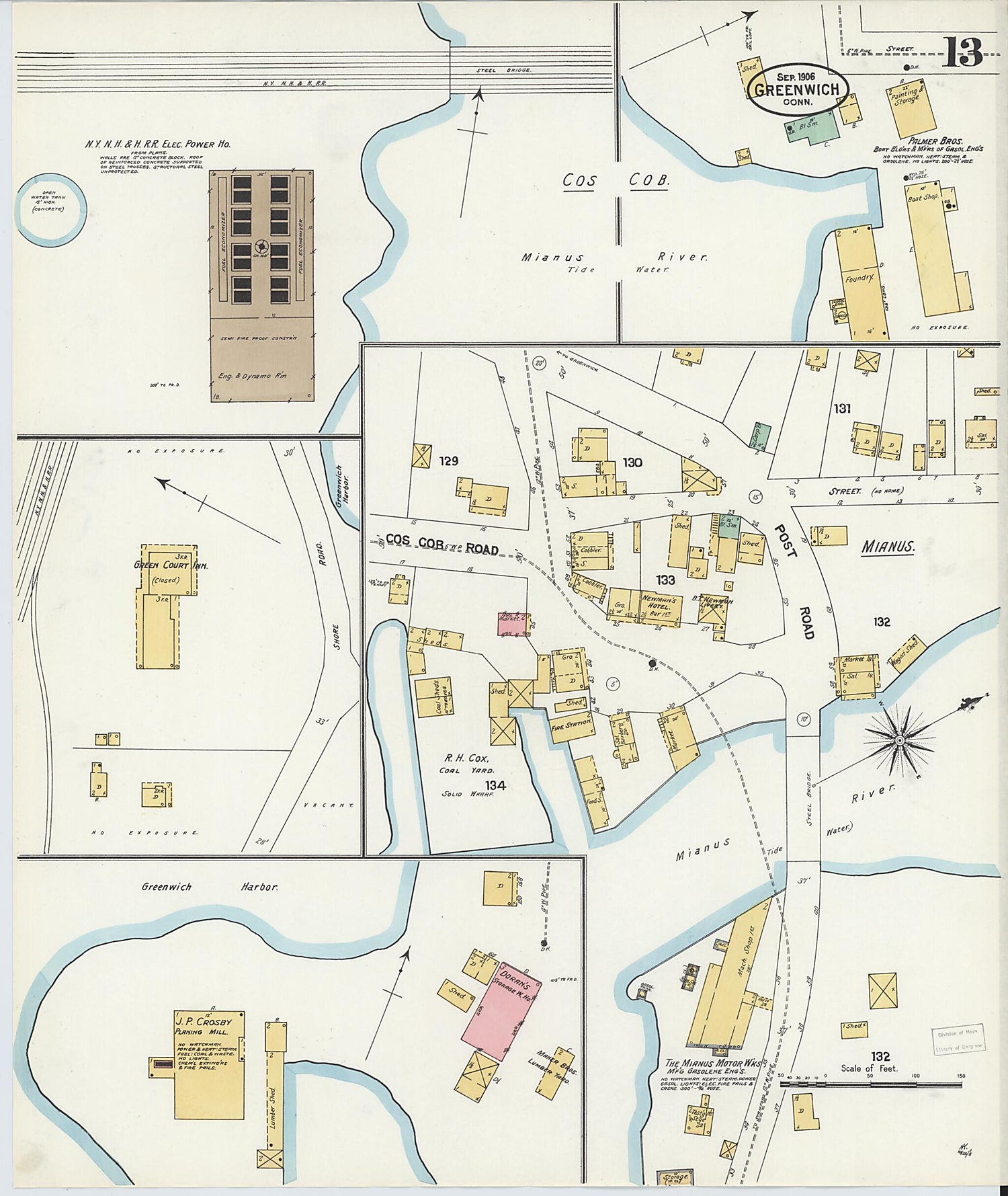 This old map of Greenwich, Fairfield County, Connecticut was created by Sanborn Map Company in 1906