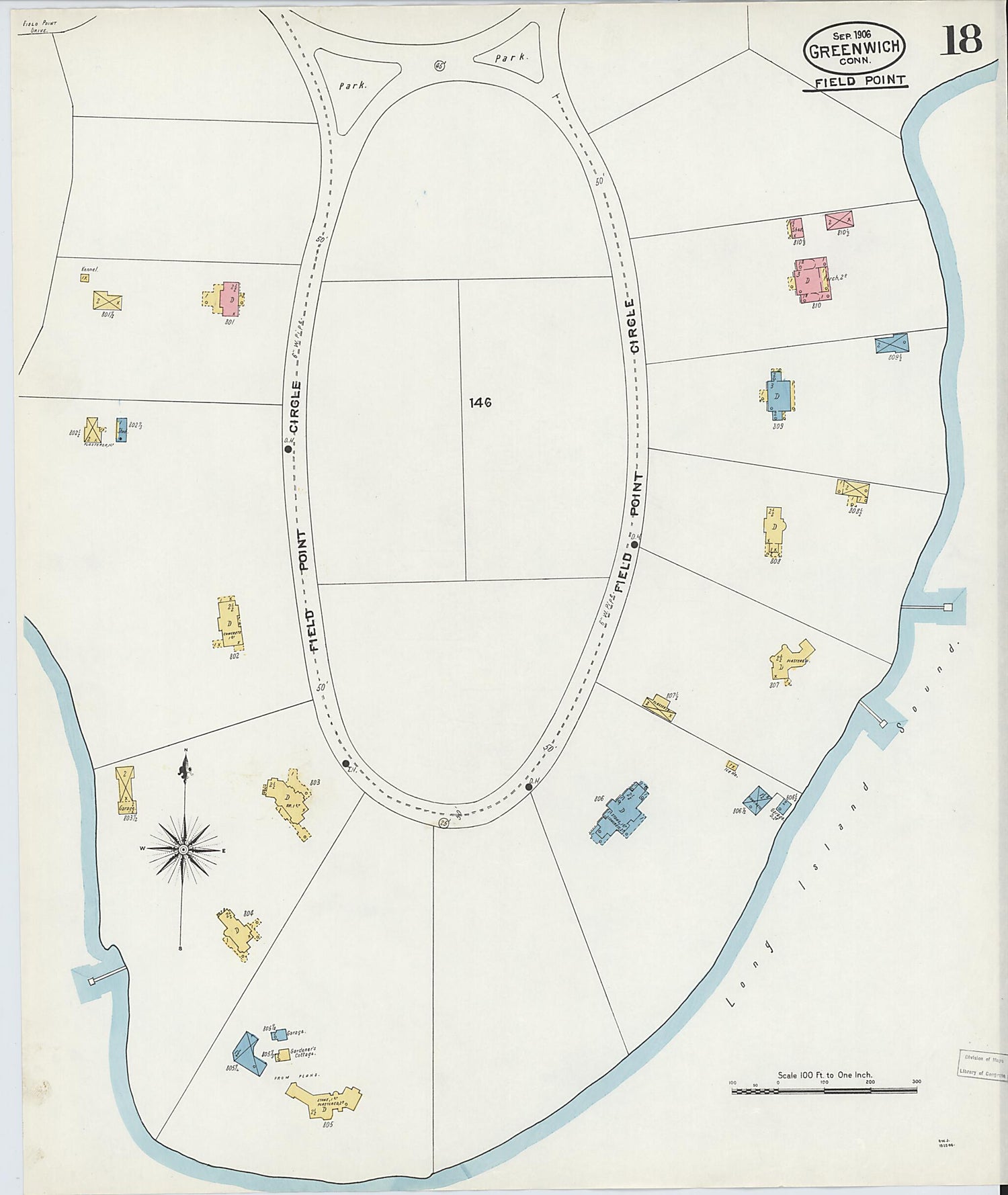 This old map of Greenwich, Fairfield County, Connecticut was created by Sanborn Map Company in 1906