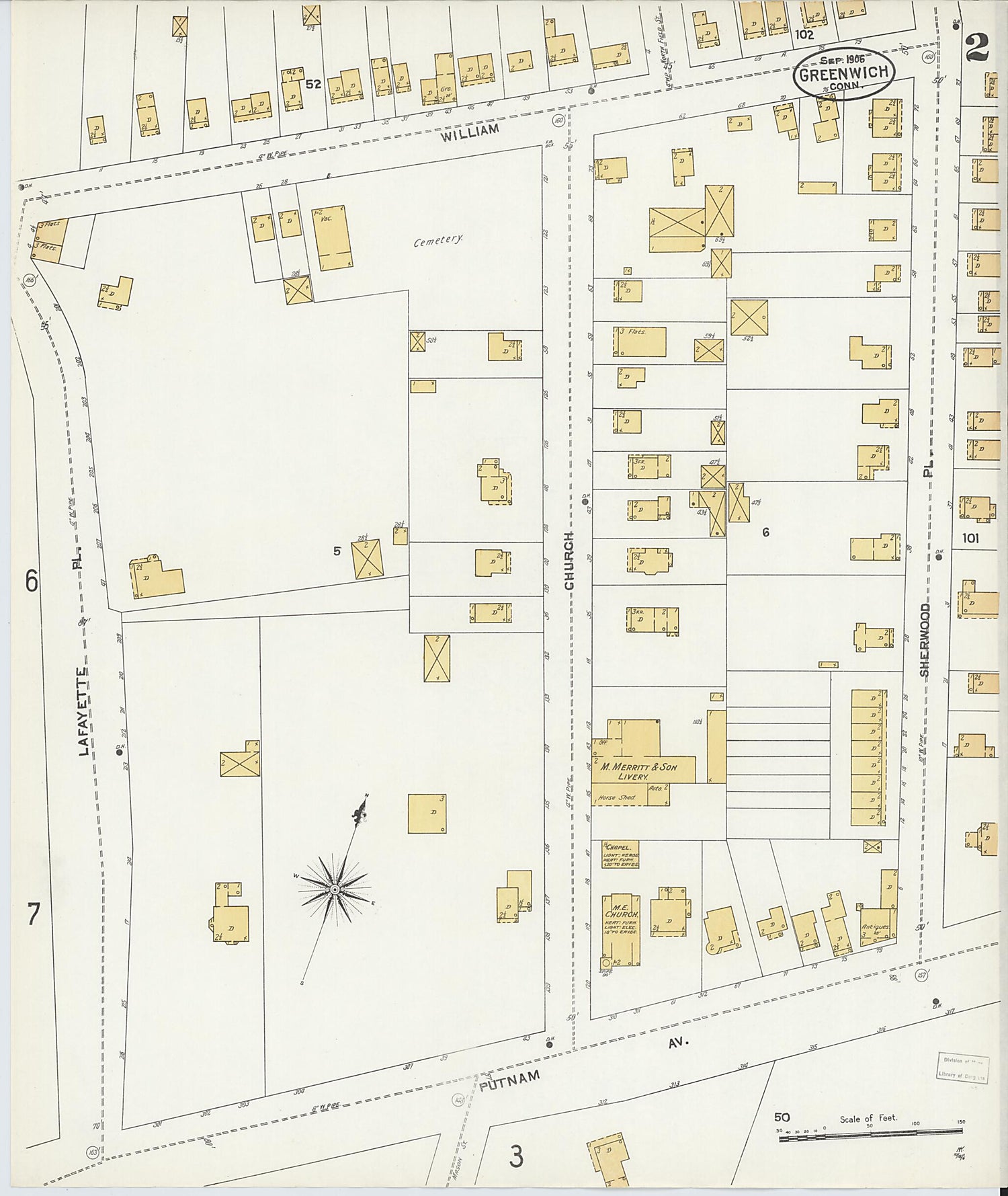 This old map of Greenwich, Fairfield County, Connecticut was created by Sanborn Map Company in 1906