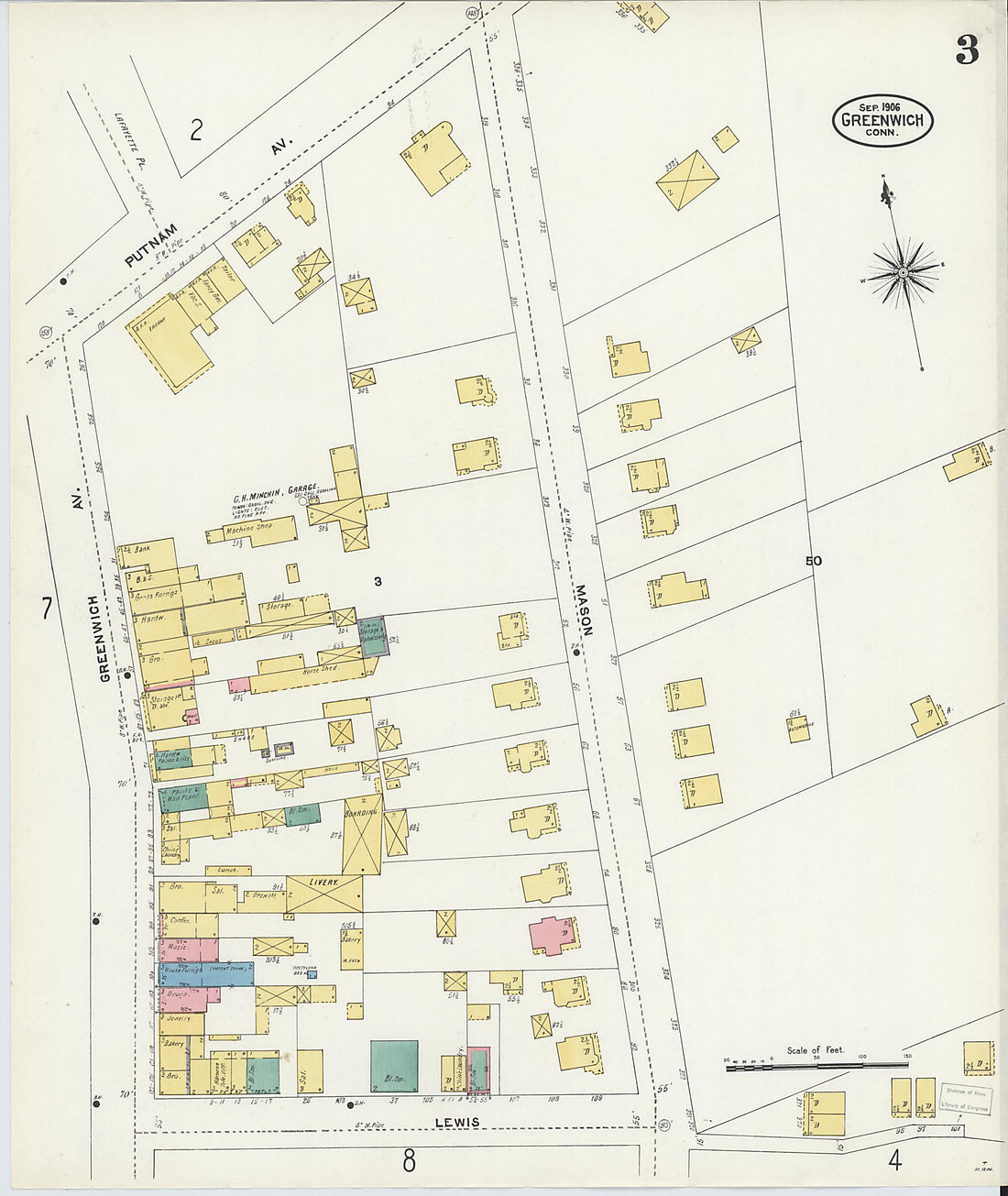 This old map of Greenwich, Fairfield County, Connecticut was created by Sanborn Map Company in 1906