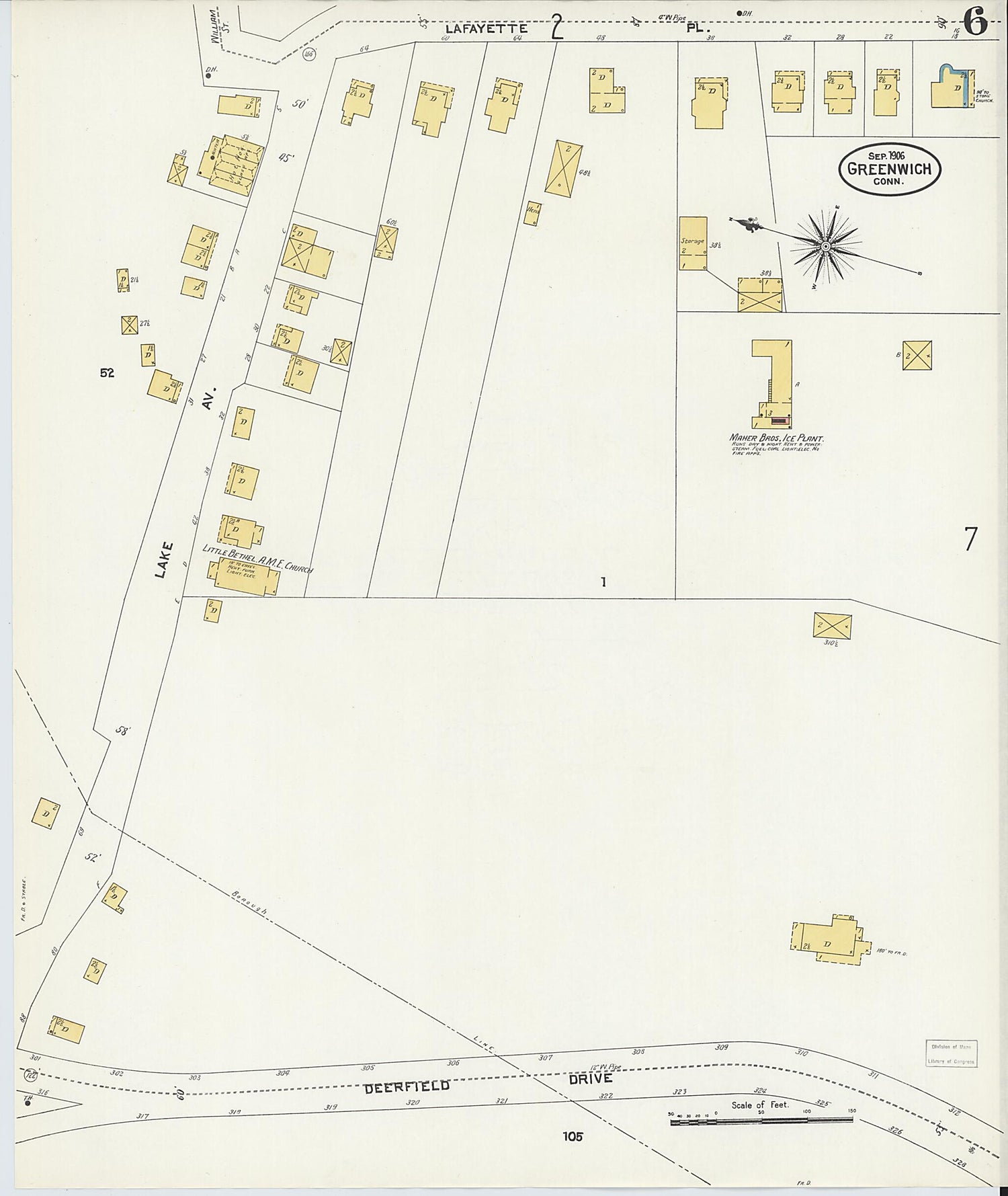 This old map of Greenwich, Fairfield County, Connecticut was created by Sanborn Map Company in 1906