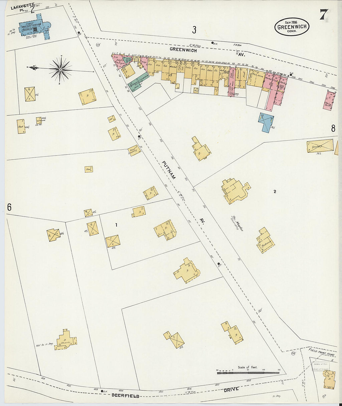 This old map of Greenwich, Fairfield County, Connecticut was created by Sanborn Map Company in 1906
