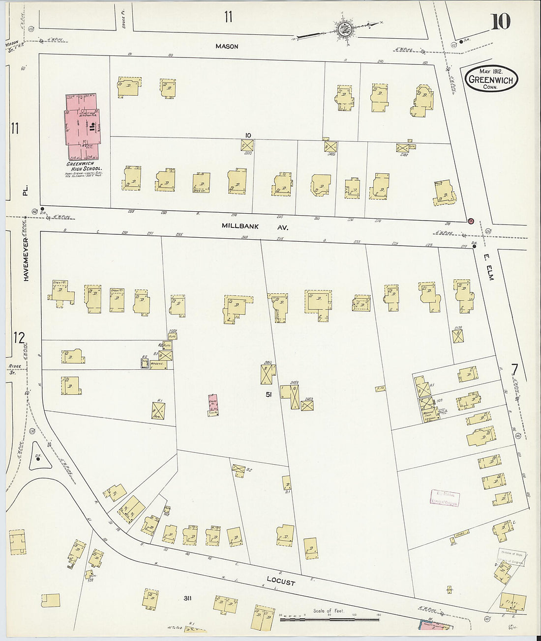 This old map of Greenwich, Fairfield County, Connecticut was created by Sanborn Map Company in 1912