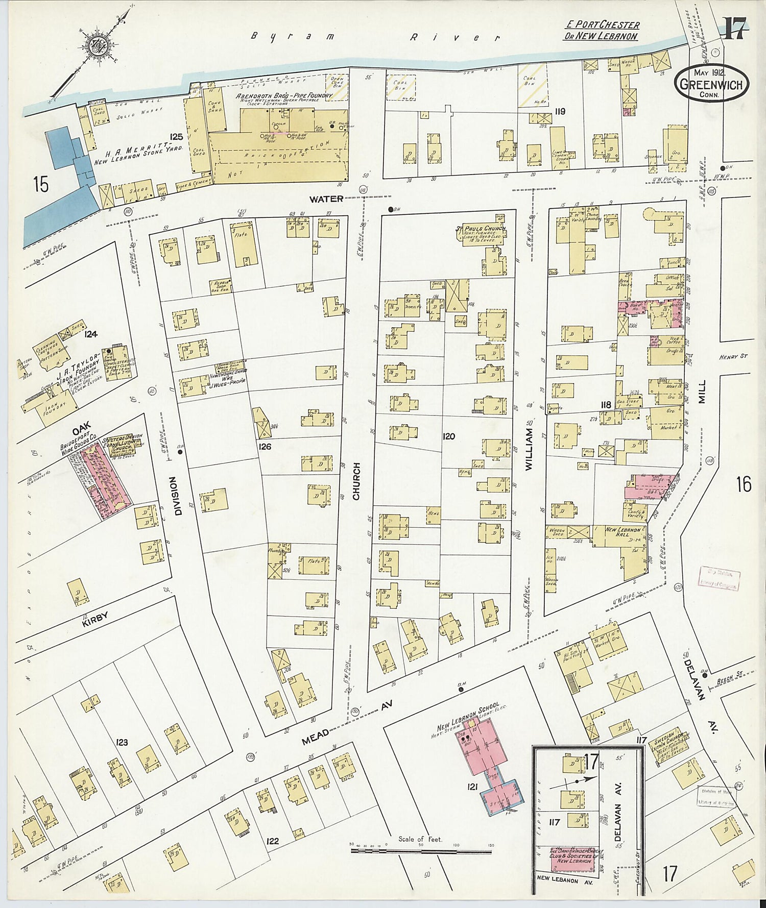 This old map of Greenwich, Fairfield County, Connecticut was created by Sanborn Map Company in 1912