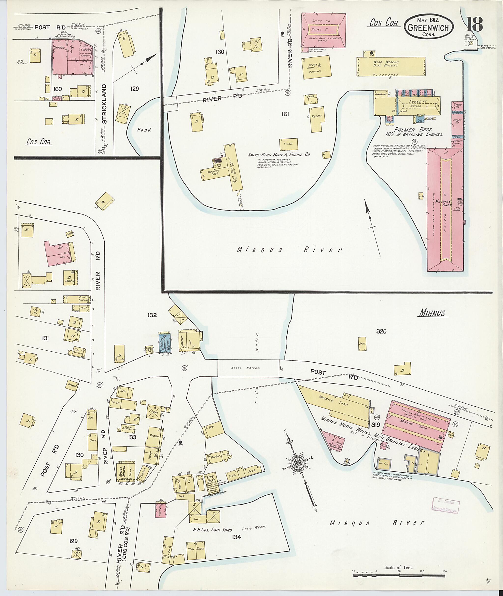 This old map of Greenwich, Fairfield County, Connecticut was created by Sanborn Map Company in 1912