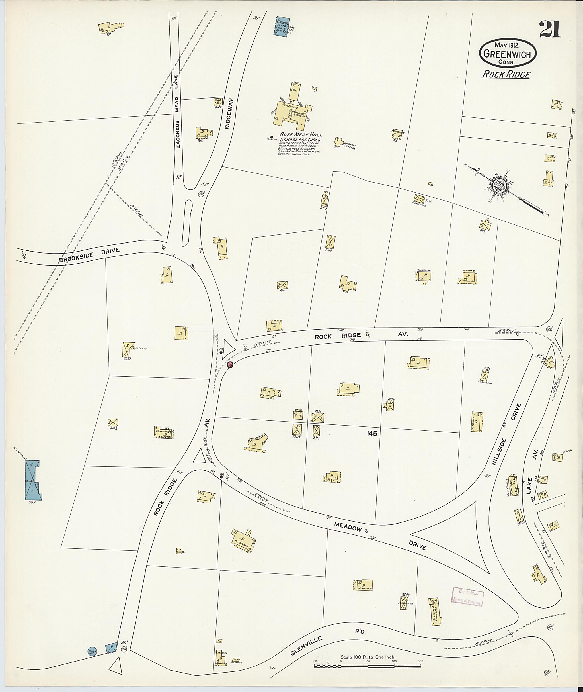 This old map of Greenwich, Fairfield County, Connecticut was created by Sanborn Map Company in 1912