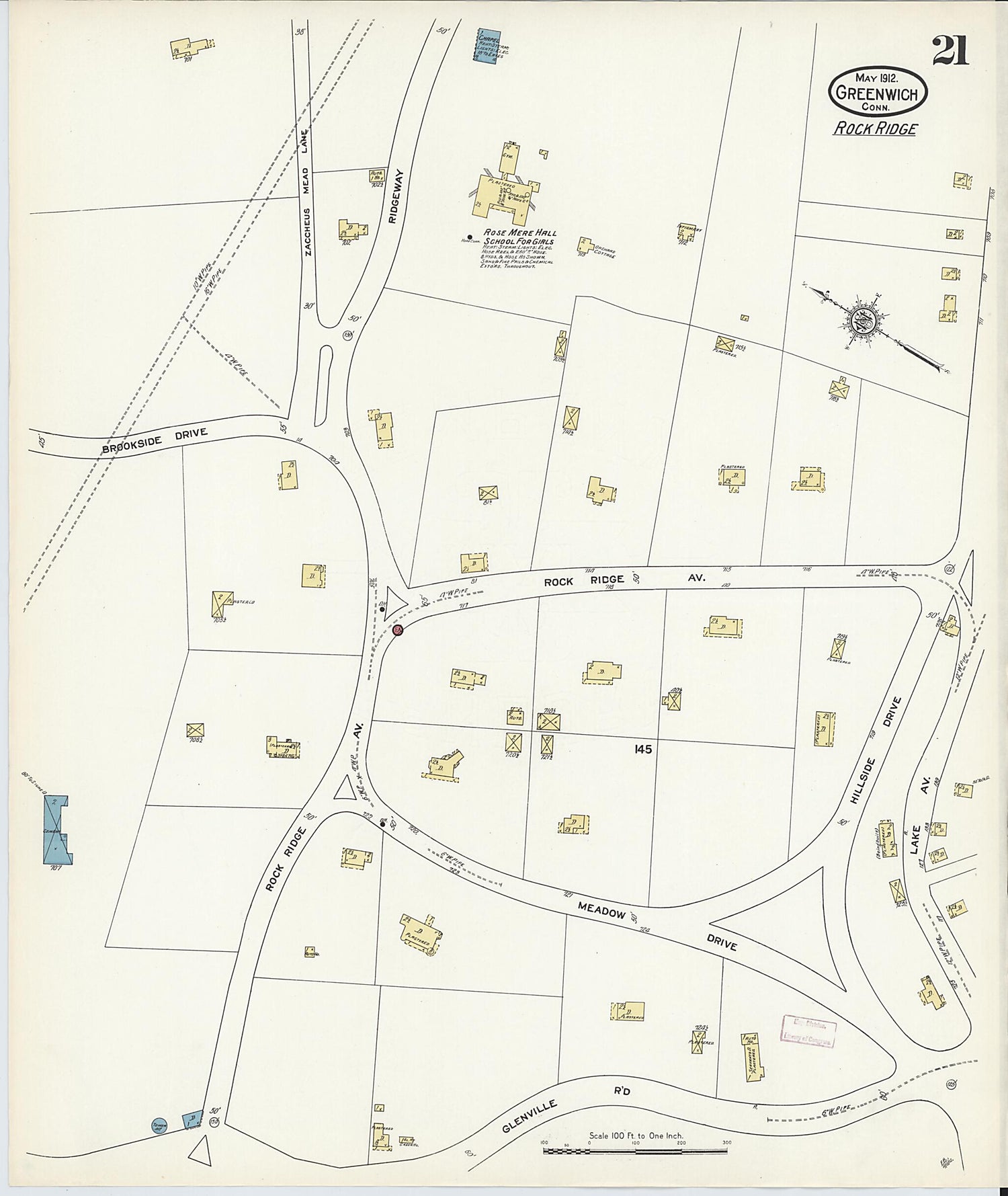 This old map of Greenwich, Fairfield County, Connecticut was created by Sanborn Map Company in 1912