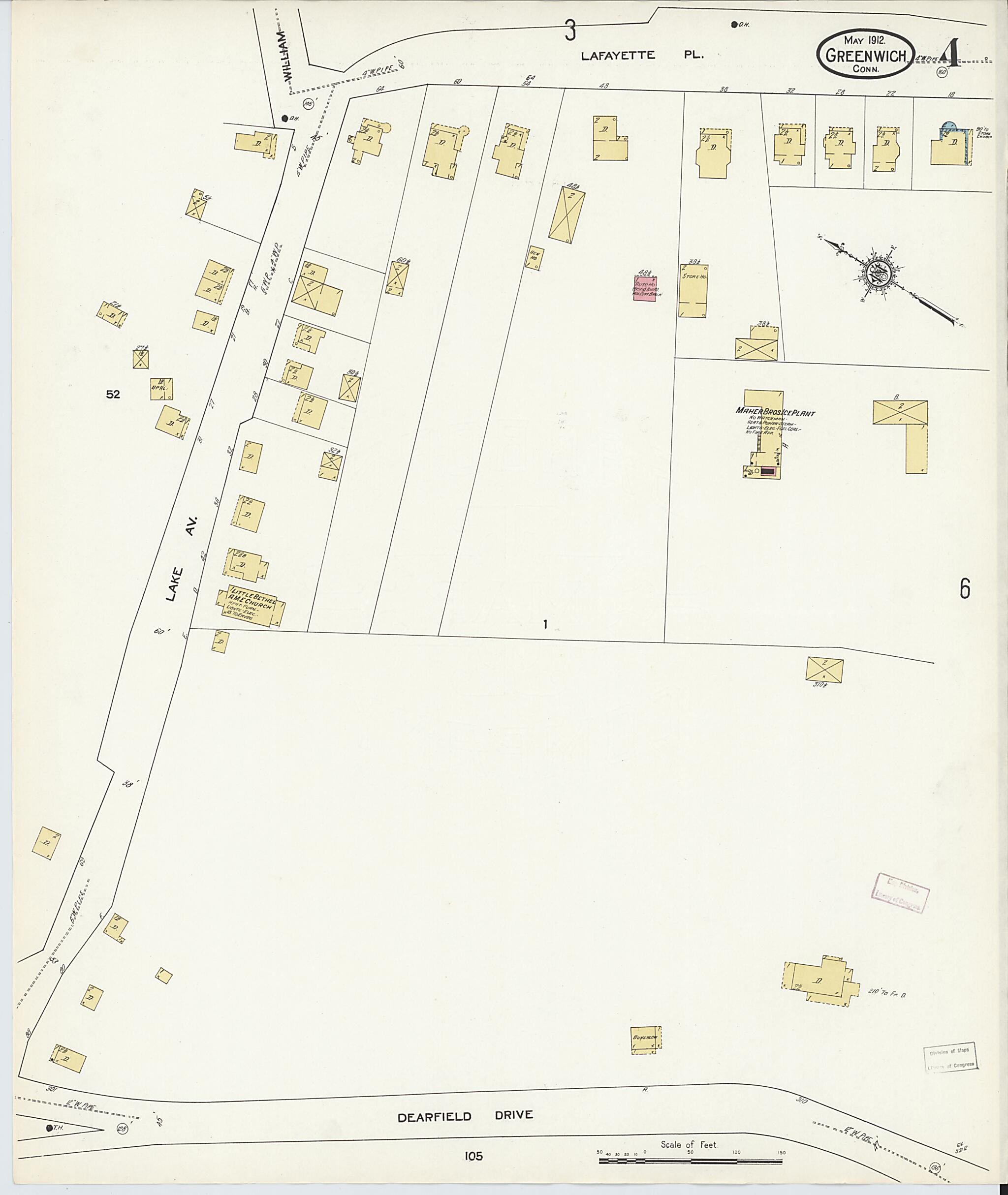 This old map of Greenwich, Fairfield County, Connecticut was created by Sanborn Map Company in 1912