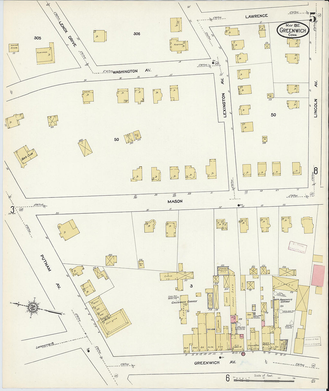 This old map of Greenwich, Fairfield County, Connecticut was created by Sanborn Map Company in 1912