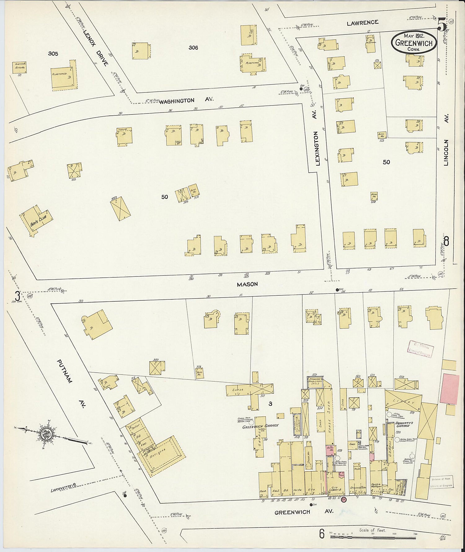 This old map of Greenwich, Fairfield County, Connecticut was created by Sanborn Map Company in 1912
