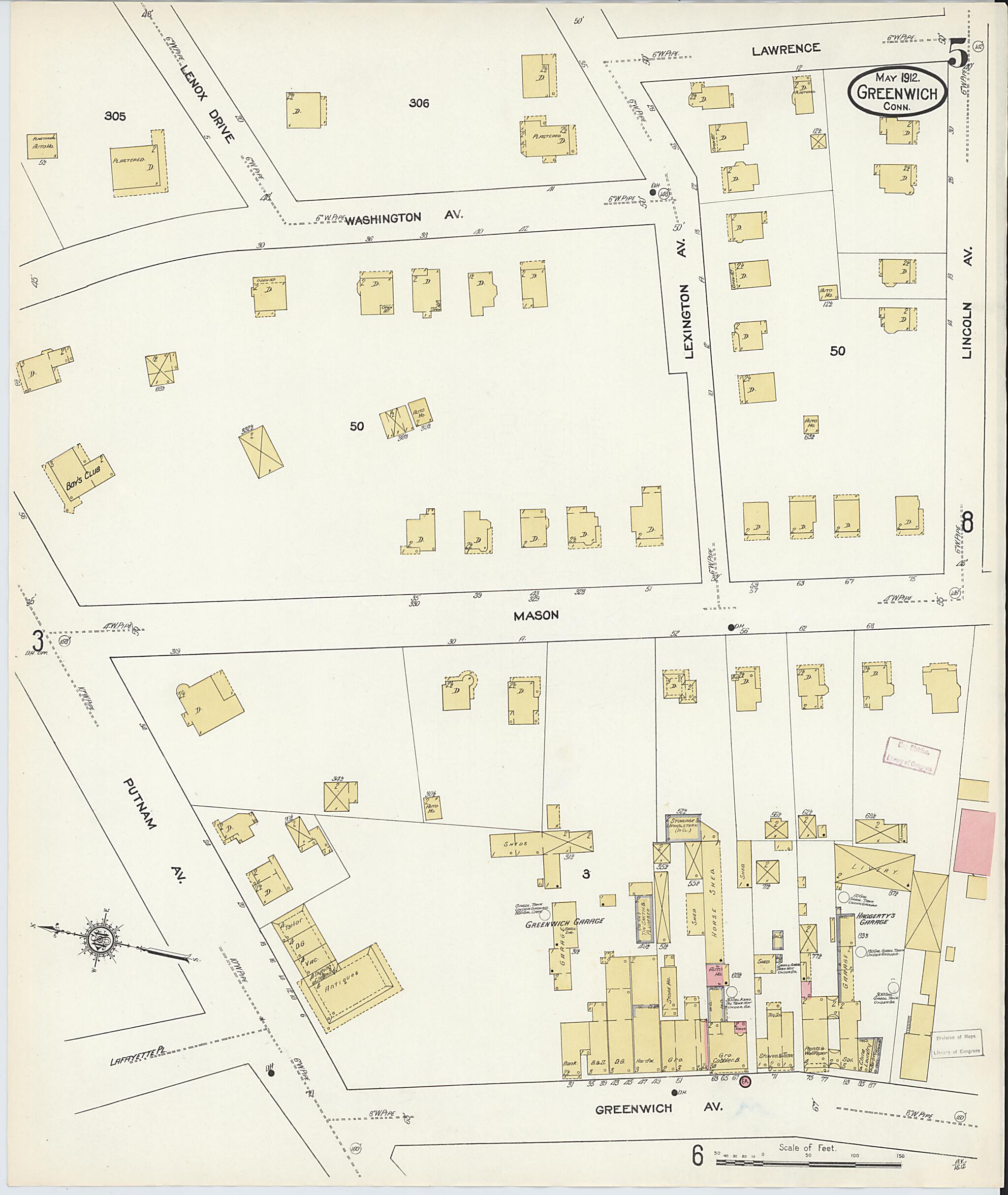 This old map of Greenwich, Fairfield County, Connecticut was created by Sanborn Map Company in 1912