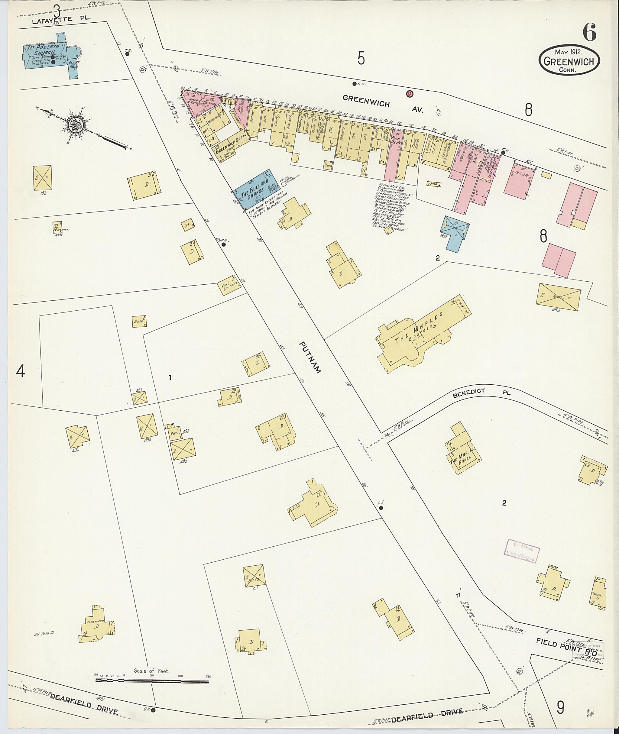 This old map of Greenwich, Fairfield County, Connecticut was created by Sanborn Map Company in 1912