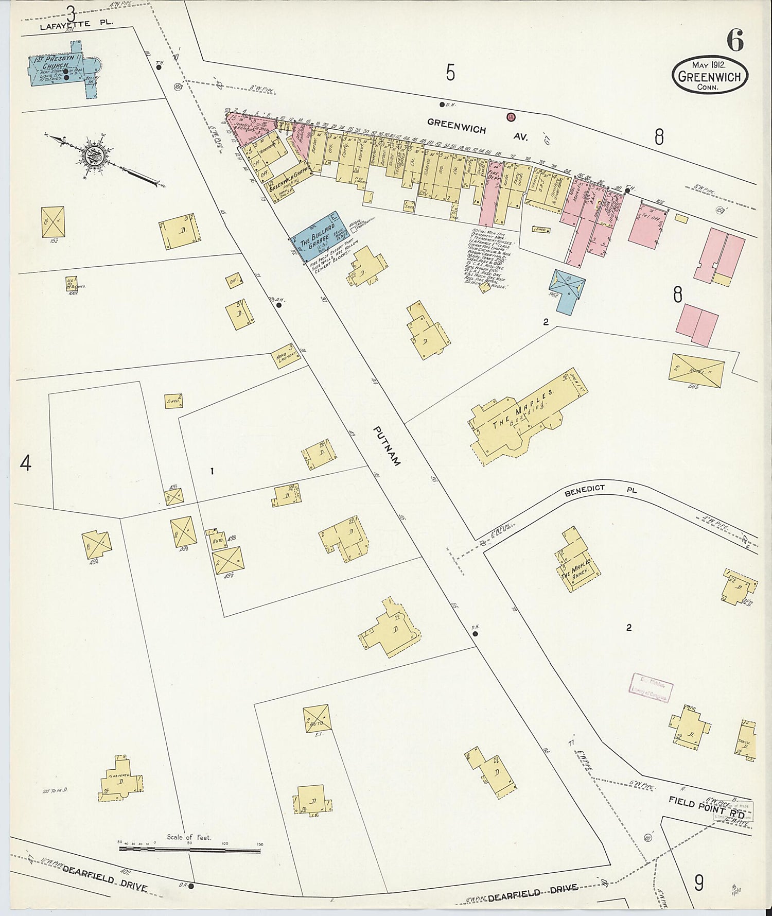 This old map of Greenwich, Fairfield County, Connecticut was created by Sanborn Map Company in 1912