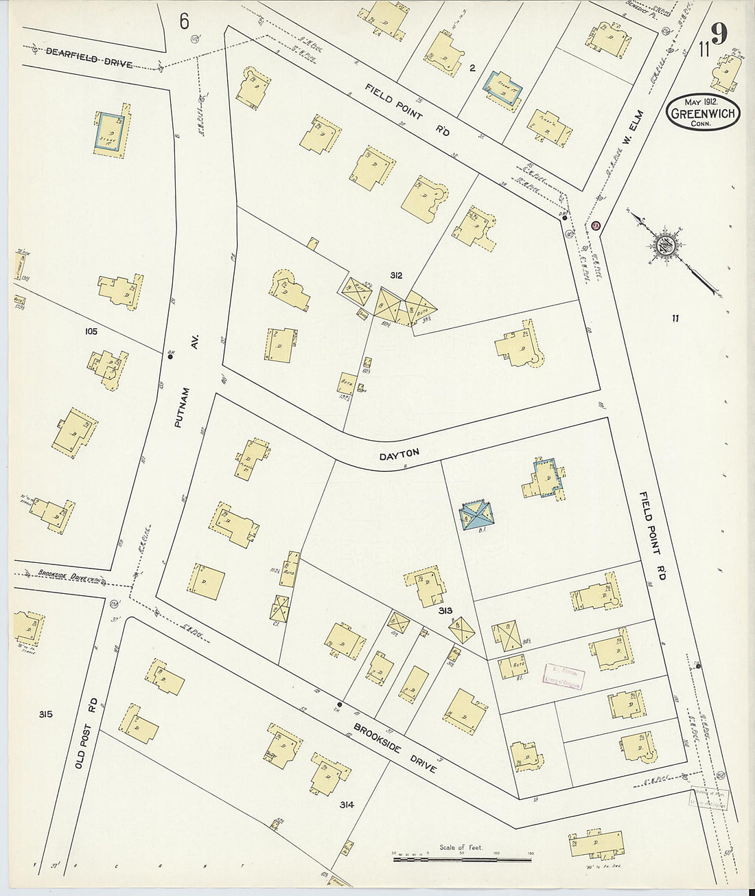 This old map of Greenwich, Fairfield County, Connecticut was created by Sanborn Map Company in 1912