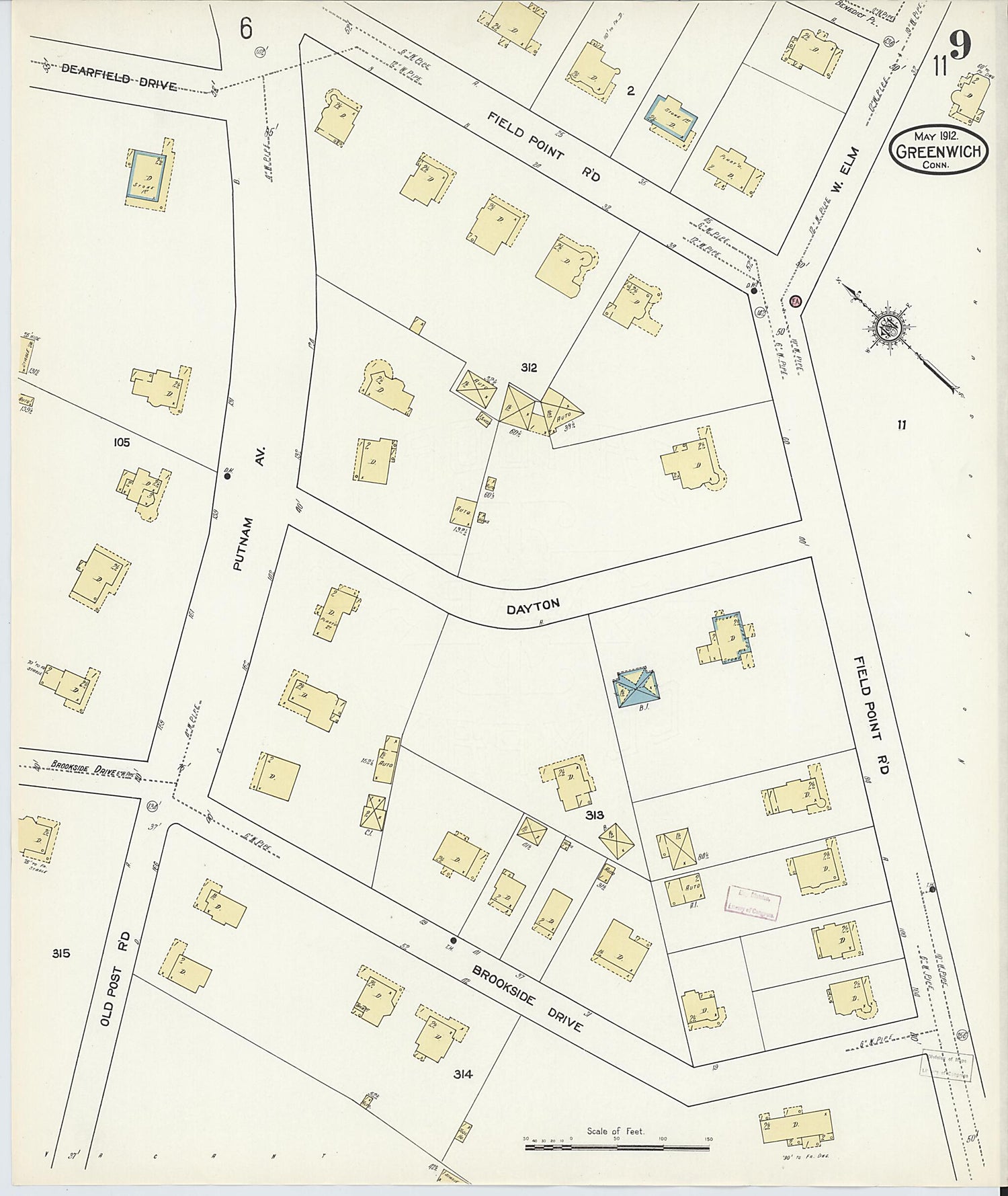 This old map of Greenwich, Fairfield County, Connecticut was created by Sanborn Map Company in 1912