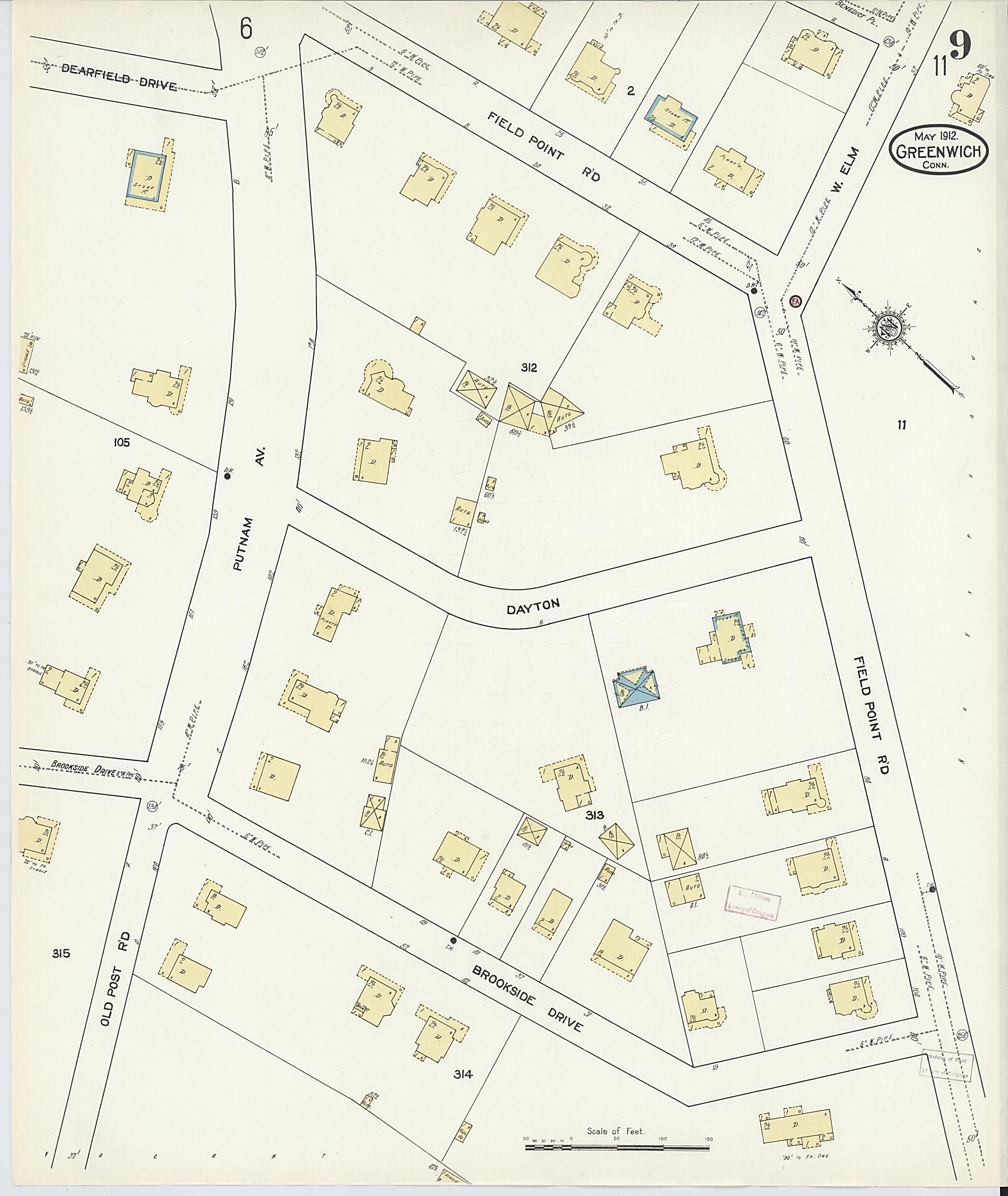 This old map of Greenwich, Fairfield County, Connecticut was created by Sanborn Map Company in 1912