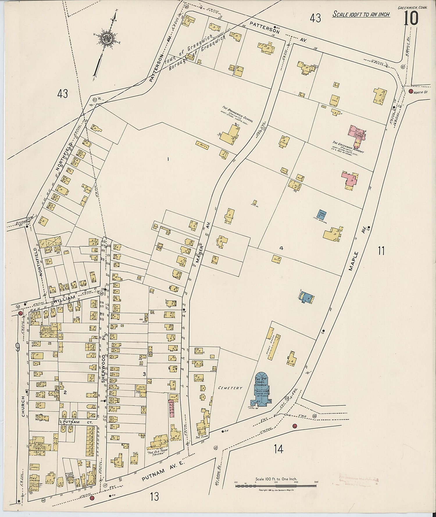 This old map of Greenwich, Fairfield County, Connecticut was created by Sanborn Map Company in 1920