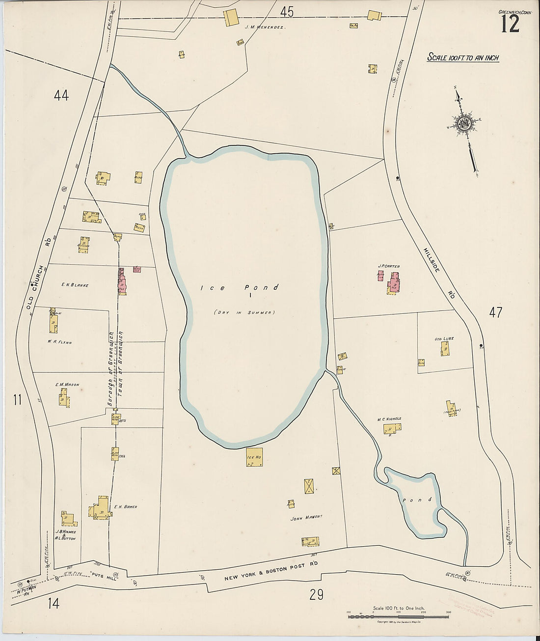 This old map of Greenwich, Fairfield County, Connecticut was created by Sanborn Map Company in 1920