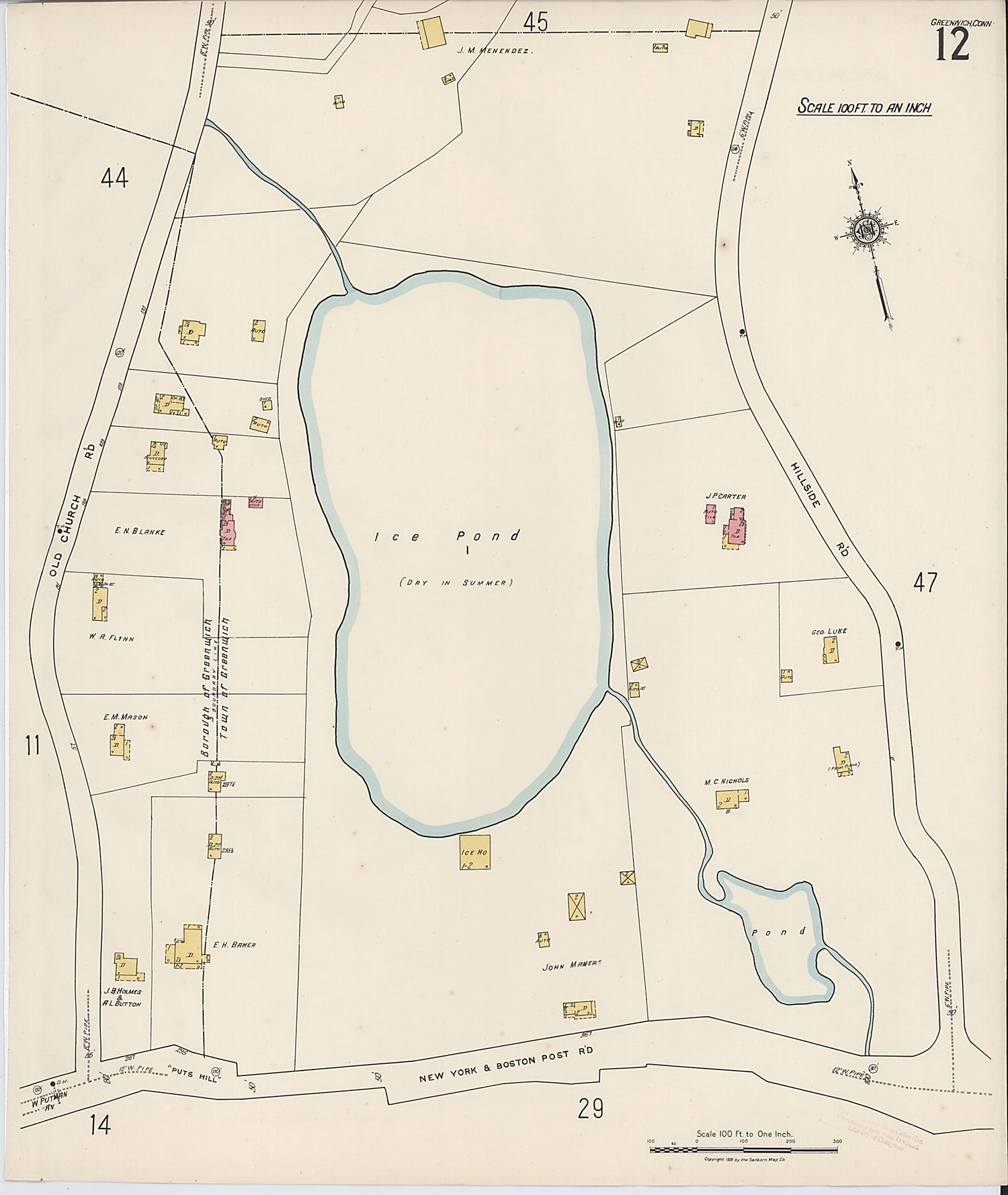 This old map of Greenwich, Fairfield County, Connecticut was created by Sanborn Map Company in 1920
