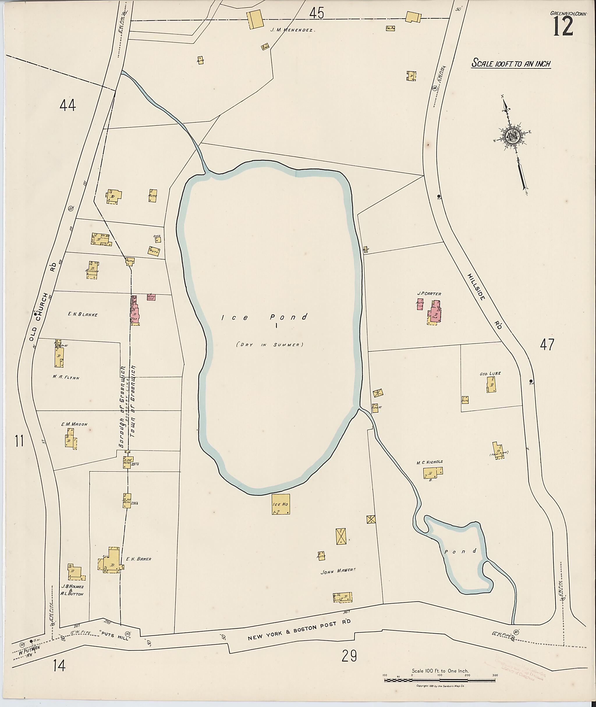 This old map of Greenwich, Fairfield County, Connecticut was created by Sanborn Map Company in 1920